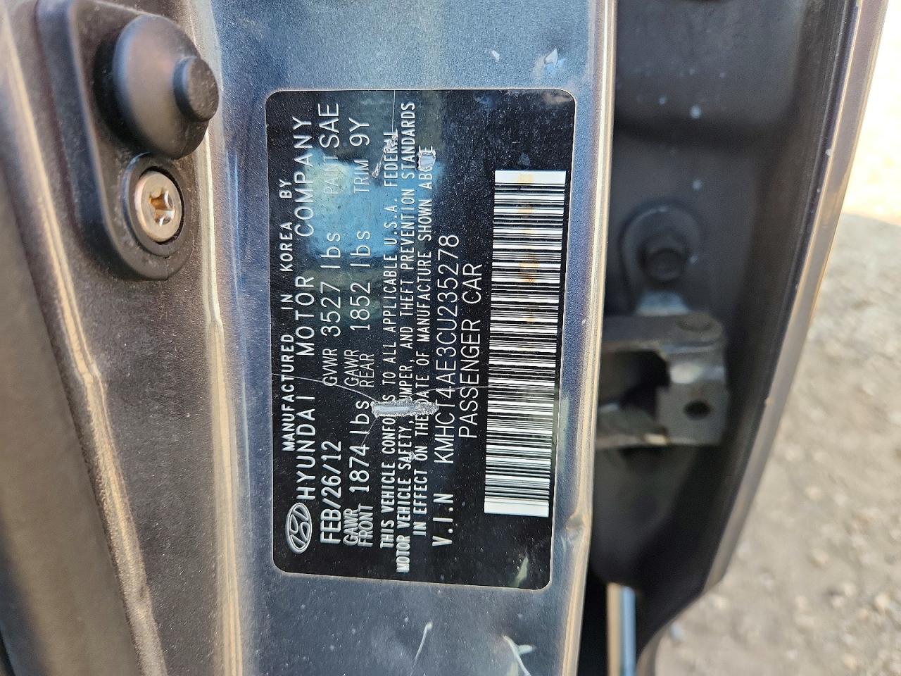 2012 Hyundai Accent Gls Charcoal vin: KMHCT4AE3CU235278