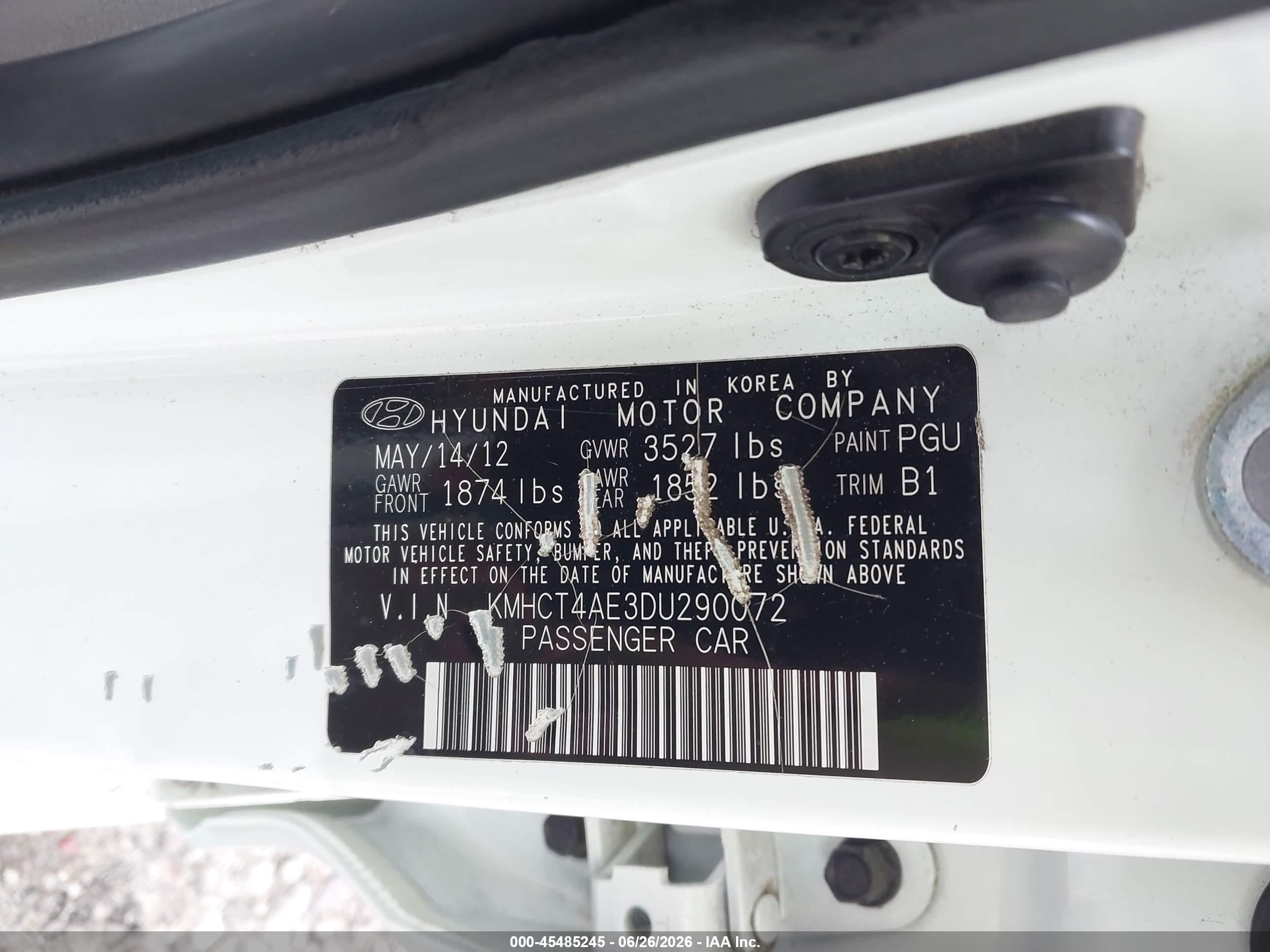 2013 Hyundai Accent Gls White vin: KMHCT4AE3DU290072