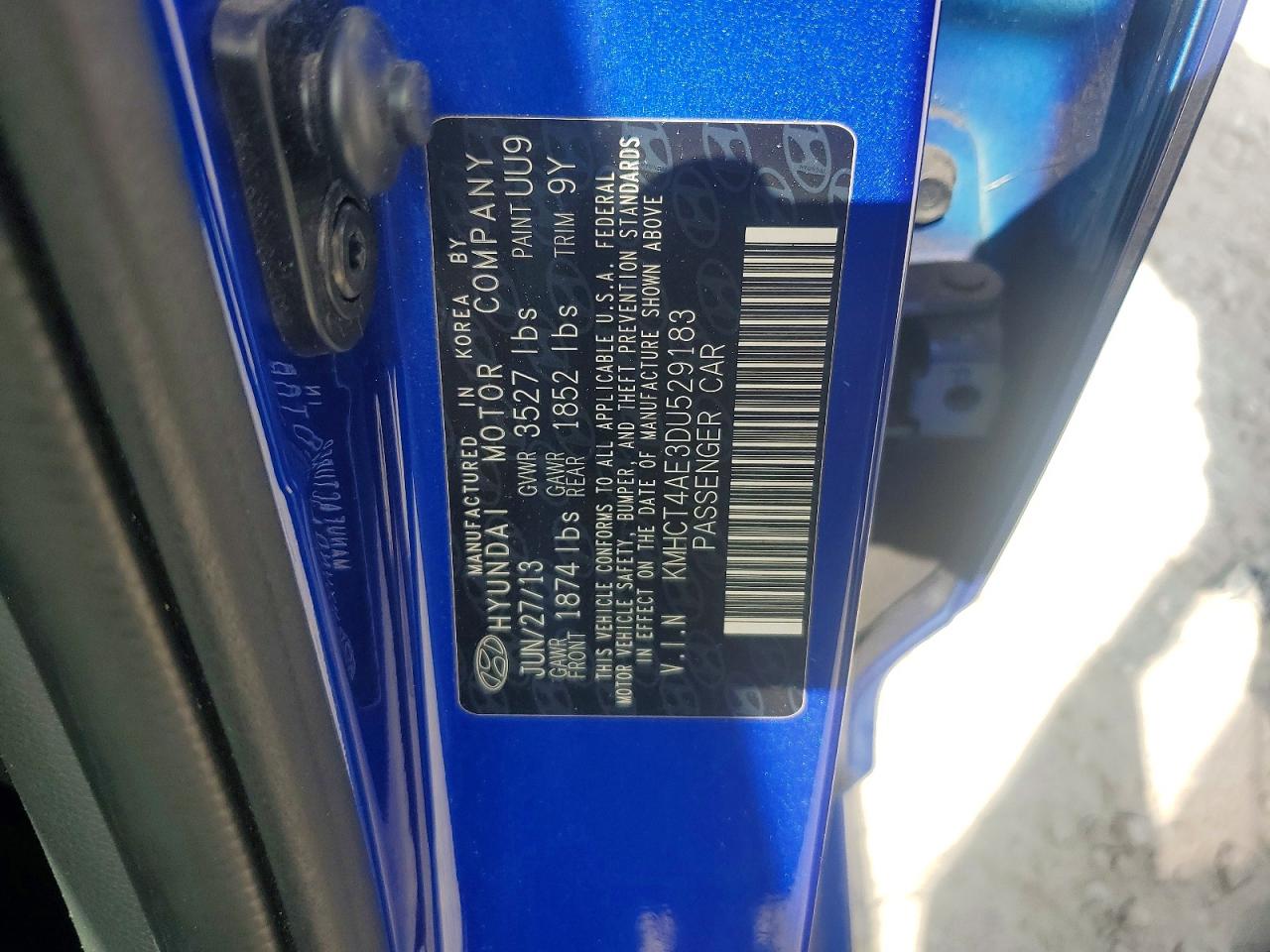2013 Hyundai Accent Gls Blue vin: KMHCT4AE3DU529183