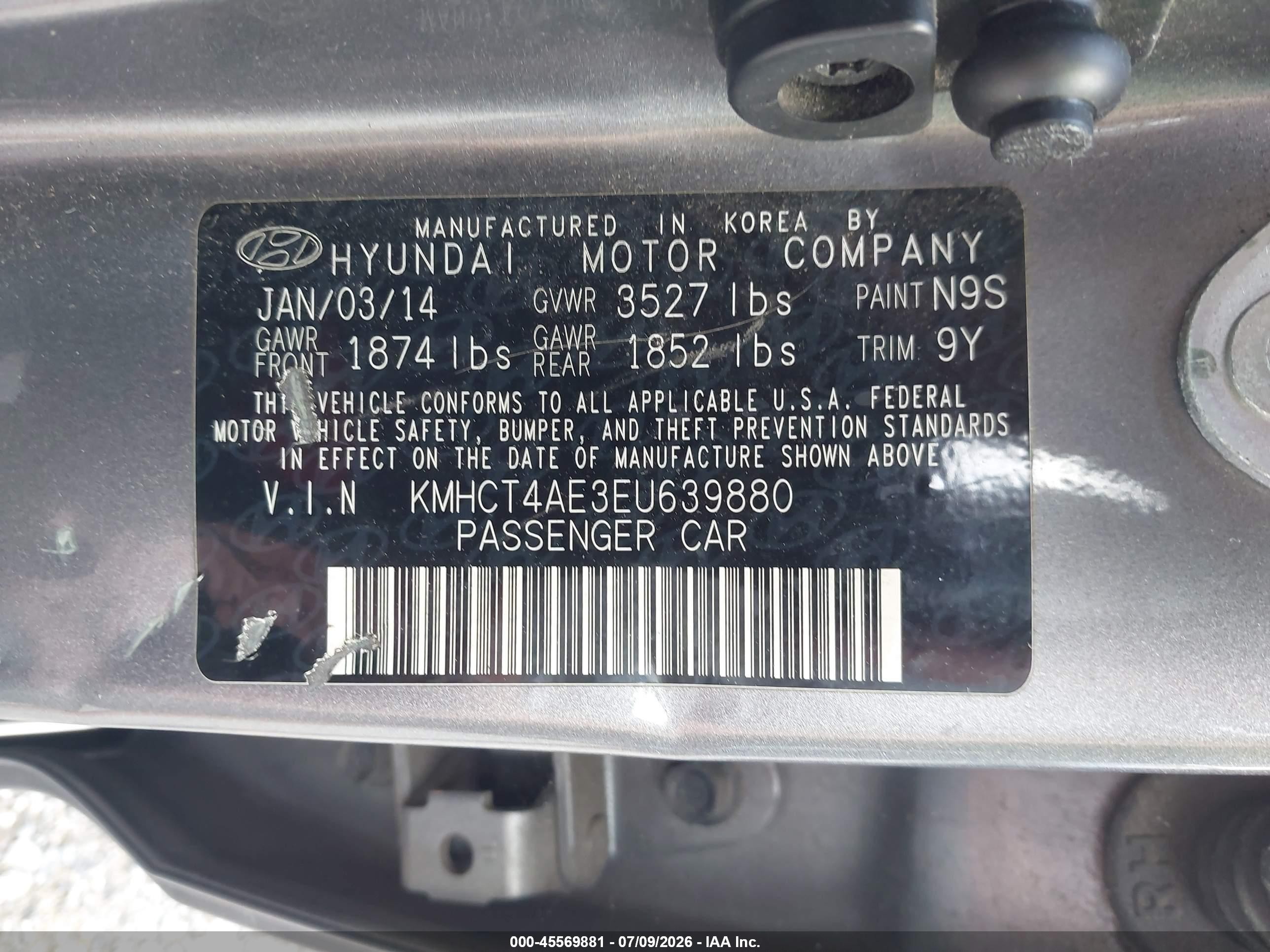 2014 Hyundai Accent Gls Gray vin: KMHCT4AE3EU639880