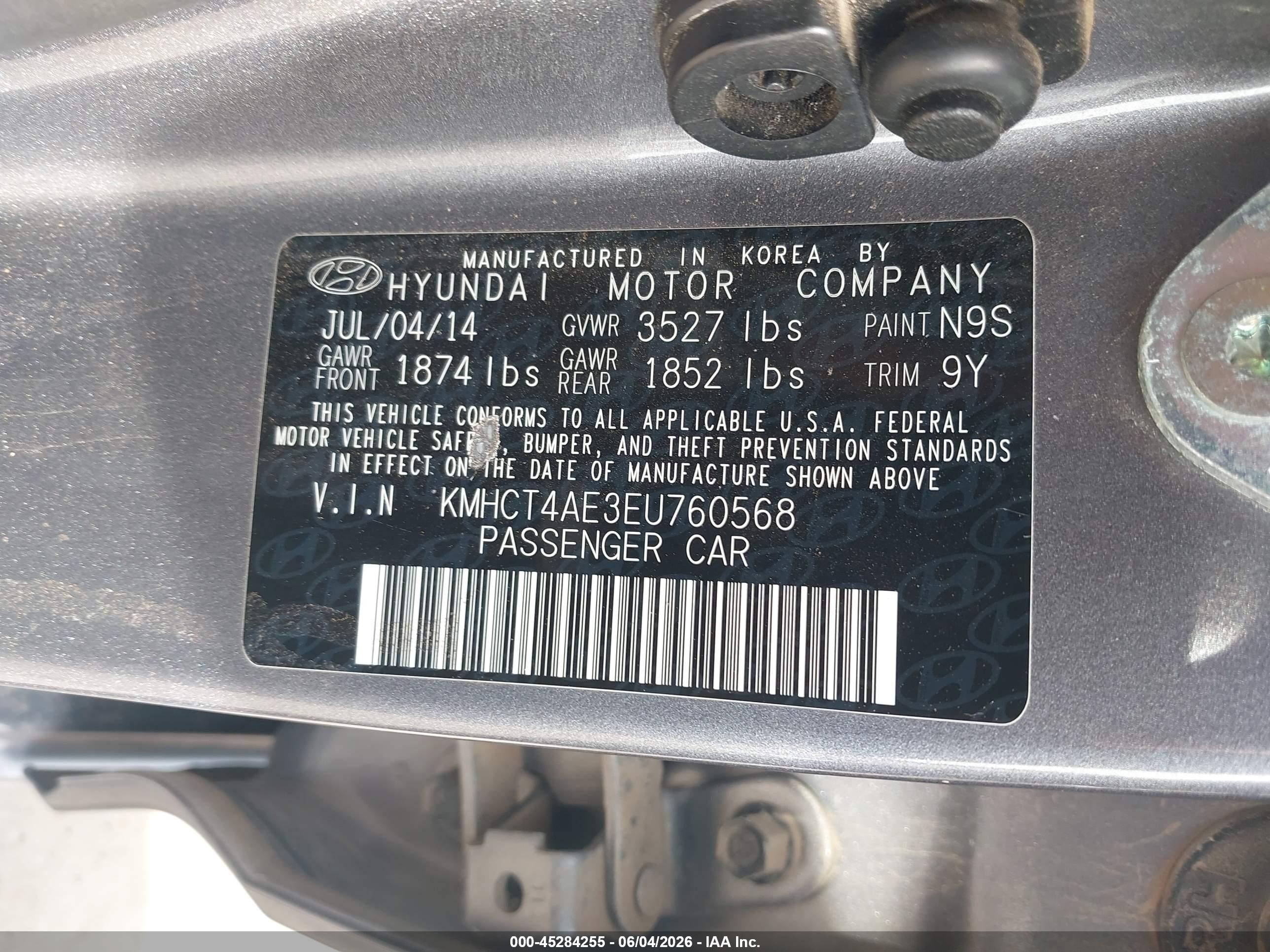 2014 Hyundai Accent Gls Gray vin: KMHCT4AE3EU760568