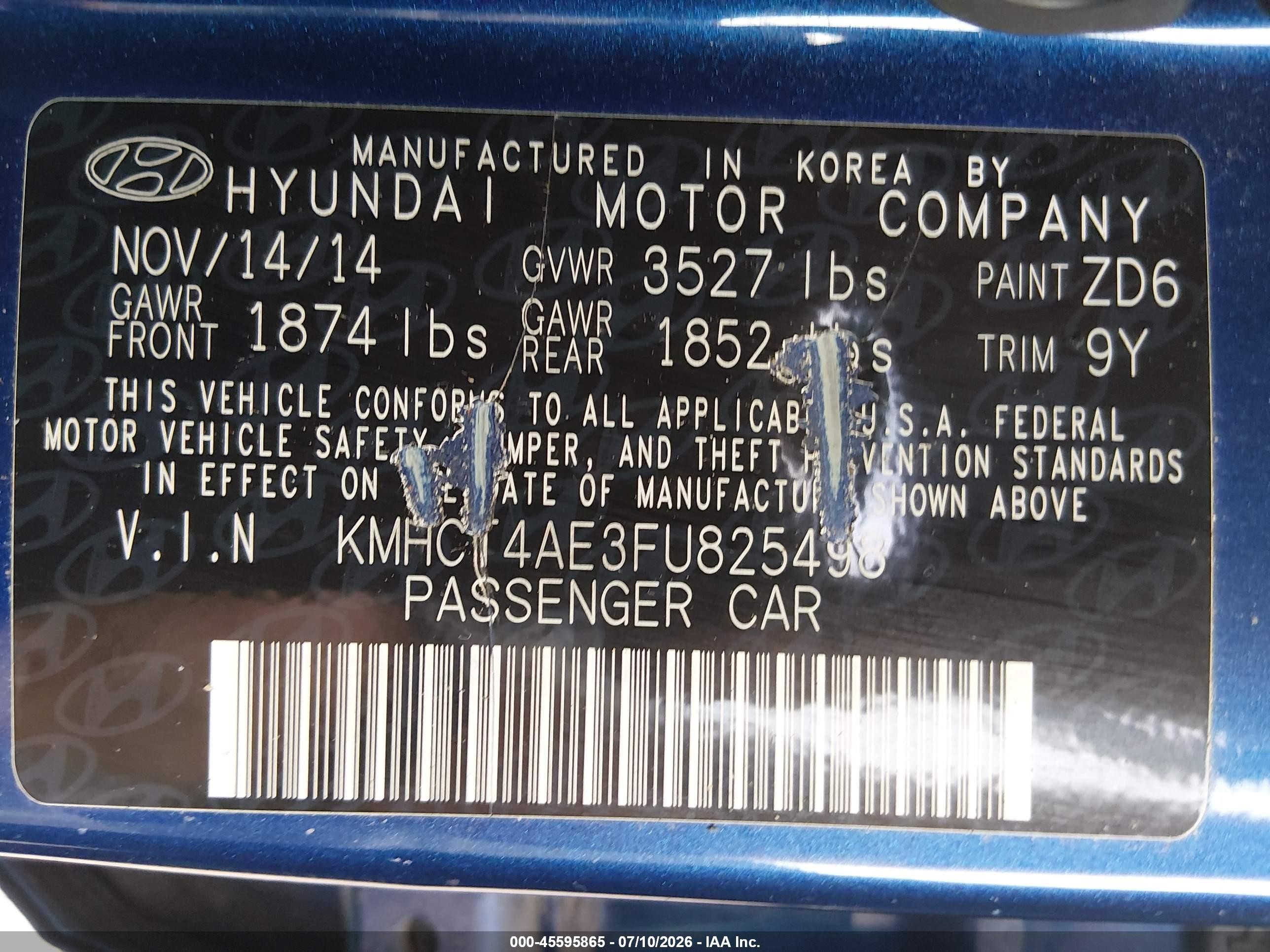 2015 Hyundai Accent Gls Blue vin: KMHCT4AE3FU825498