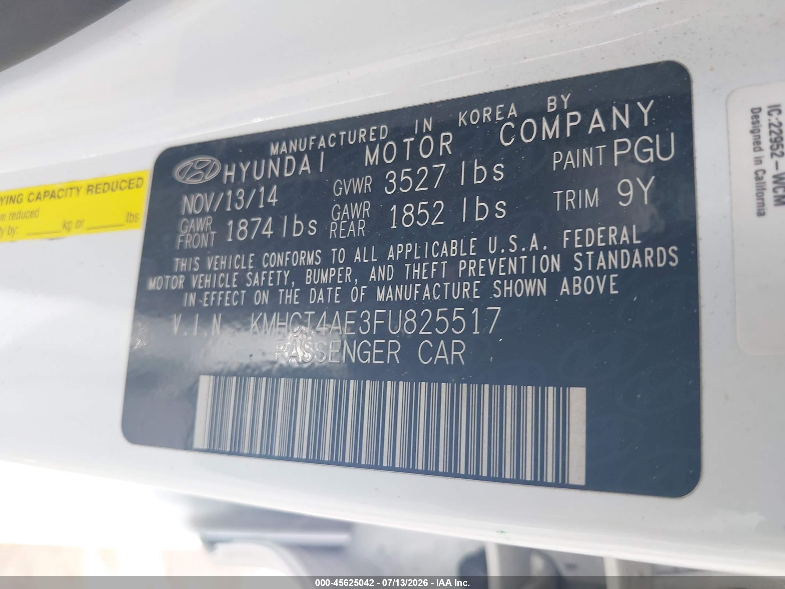 2015 Hyundai Accent Gls Белый vin: KMHCT4AE3FU825517