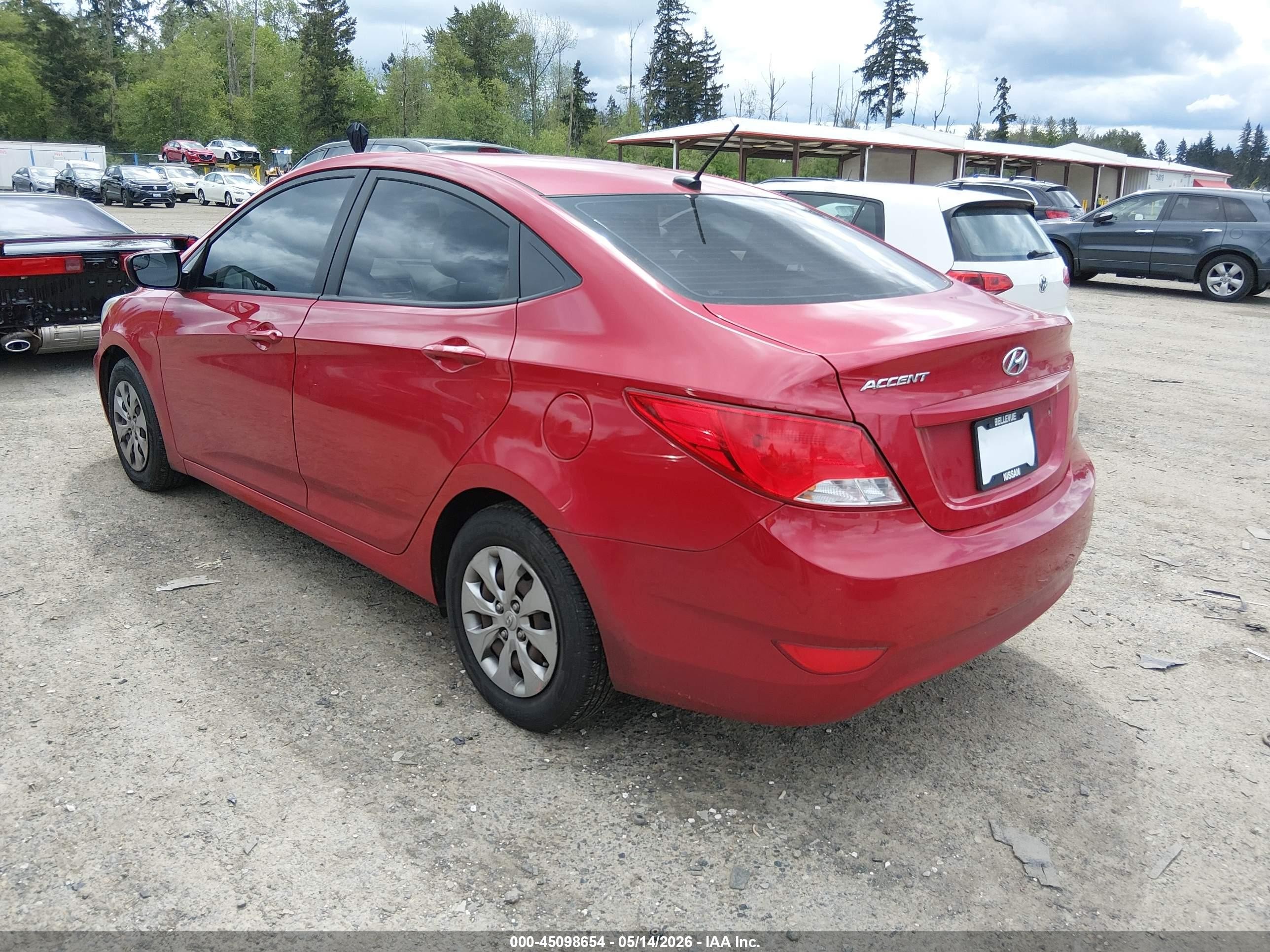 2015 Hyundai Accent Gls Burgundy vin: KMHCT4AE3FU863135