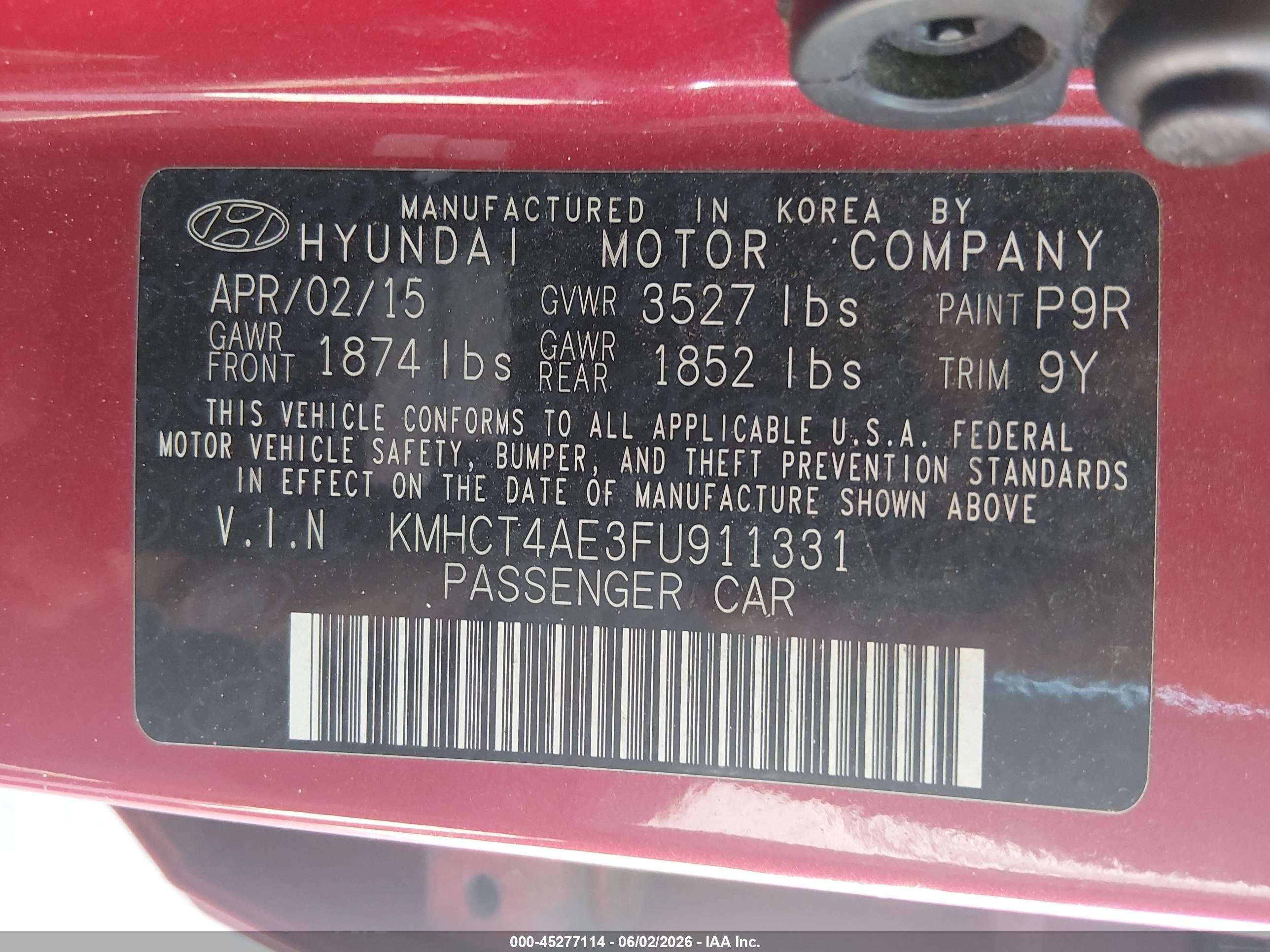 2015 Hyundai Accent Gls Red vin: KMHCT4AE3FU911331