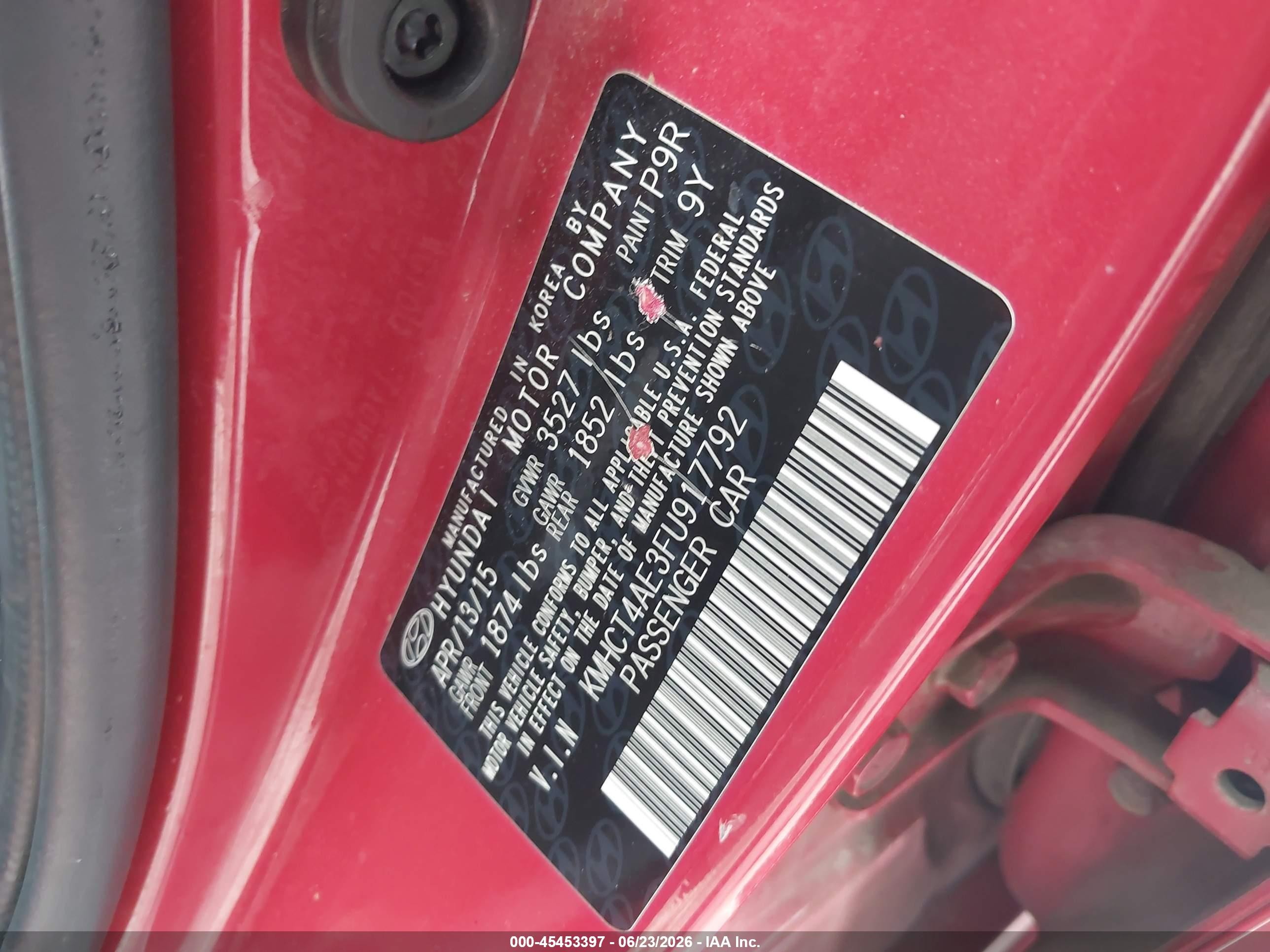 2015 Hyundai Accent Gls Red vin: KMHCT4AE3FU917792