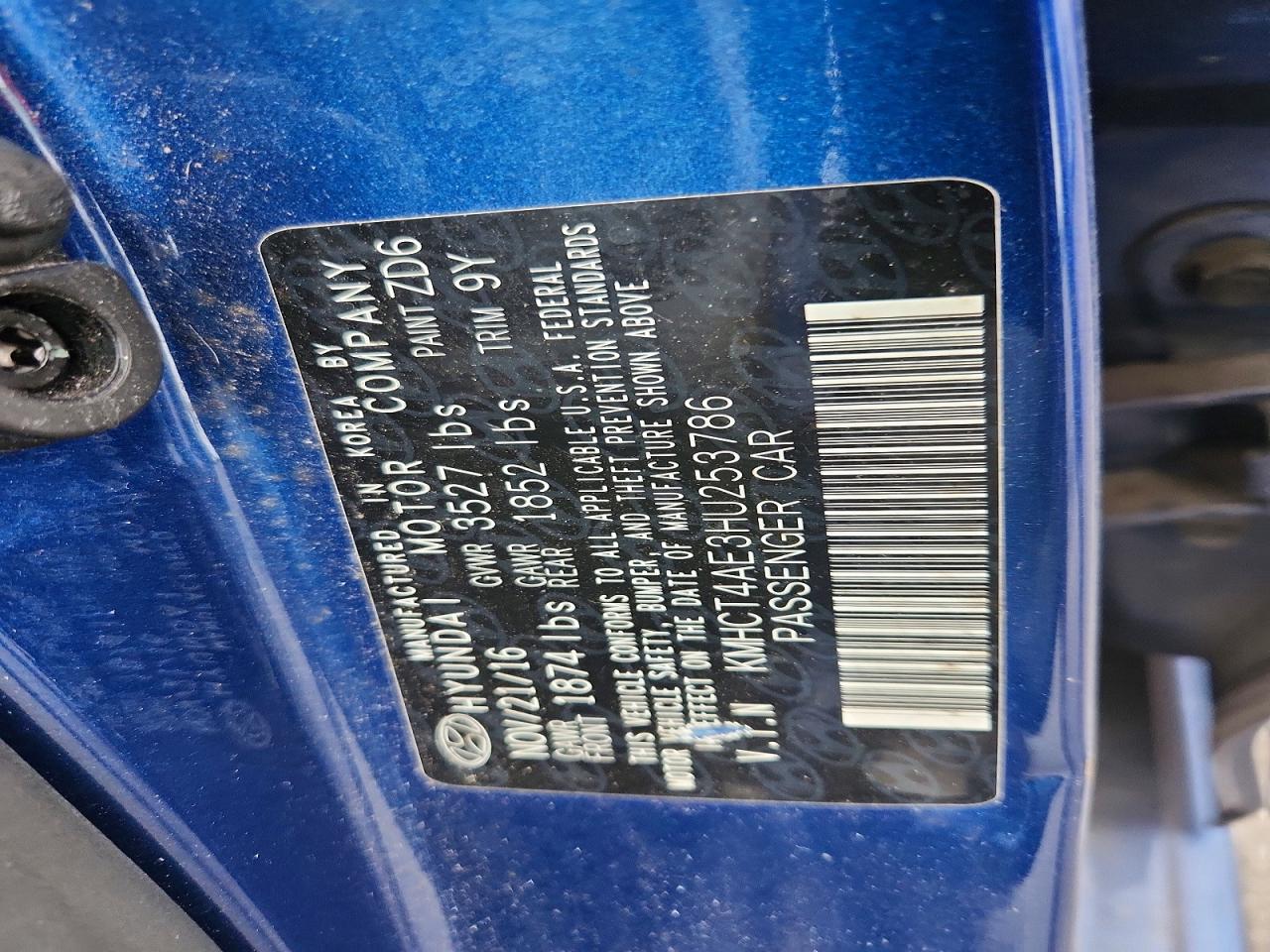 2017 Hyundai Accent Se Blue vin: KMHCT4AE3HU253786