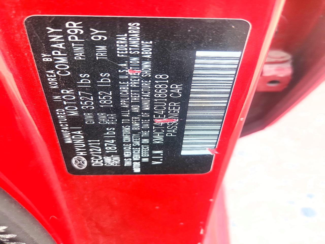 2012 Hyundai Accent Gls Red vin: KMHCT4AE4CU186818