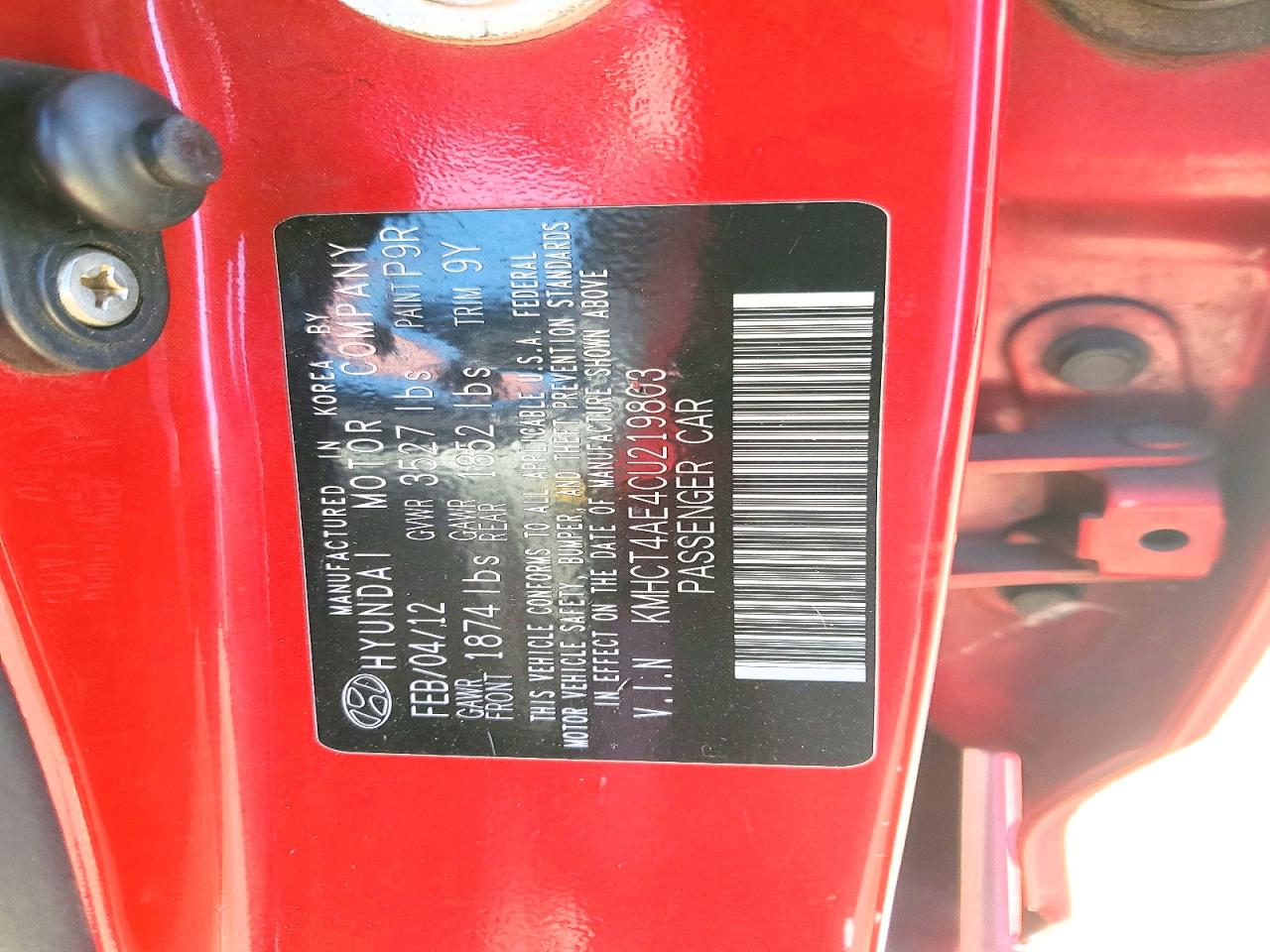 2012 Hyundai Accent Gls Red vin: KMHCT4AE4CU219803