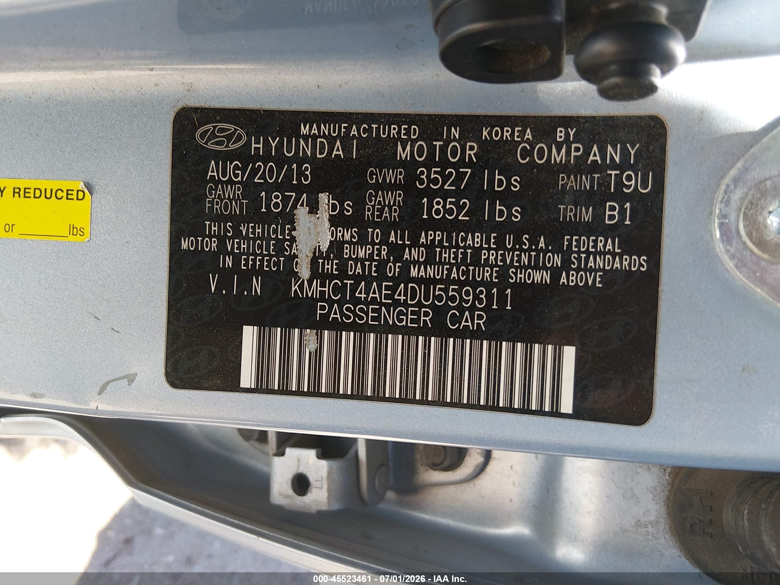 2013 Hyundai Accent Gls Blue vin: KMHCT4AE4DU559311
