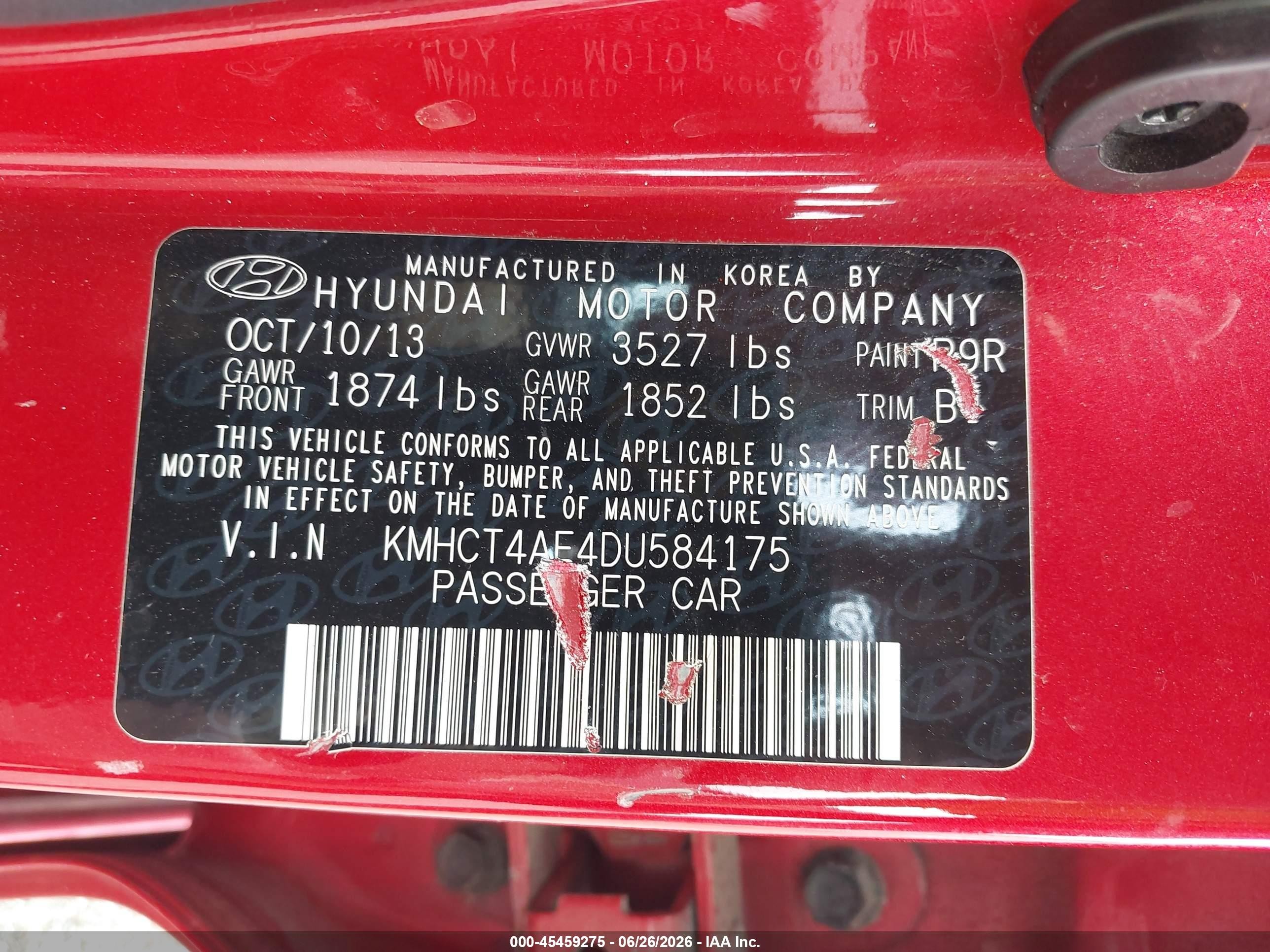 2013 Hyundai Accent Gls Red vin: KMHCT4AE4DU584175