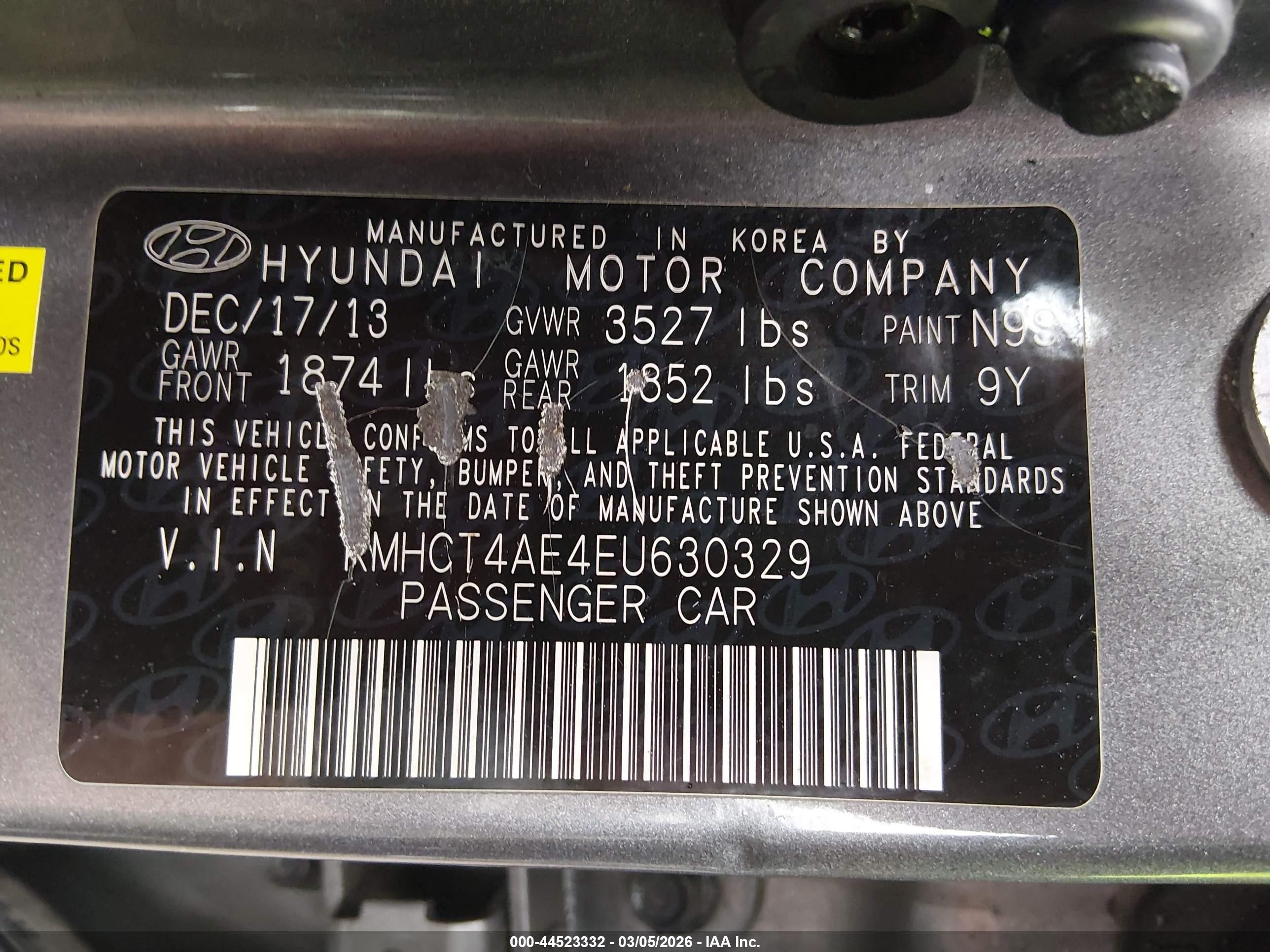 2014 Hyundai Accent Gls Серый vin: KMHCT4AE4EU630329