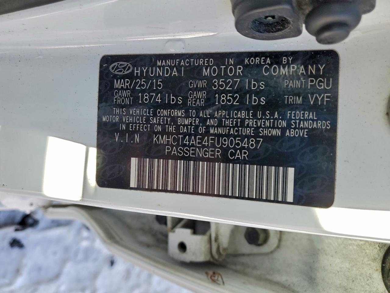 2015 Hyundai Accent Gls White vin: KMHCT4AE4FU905487