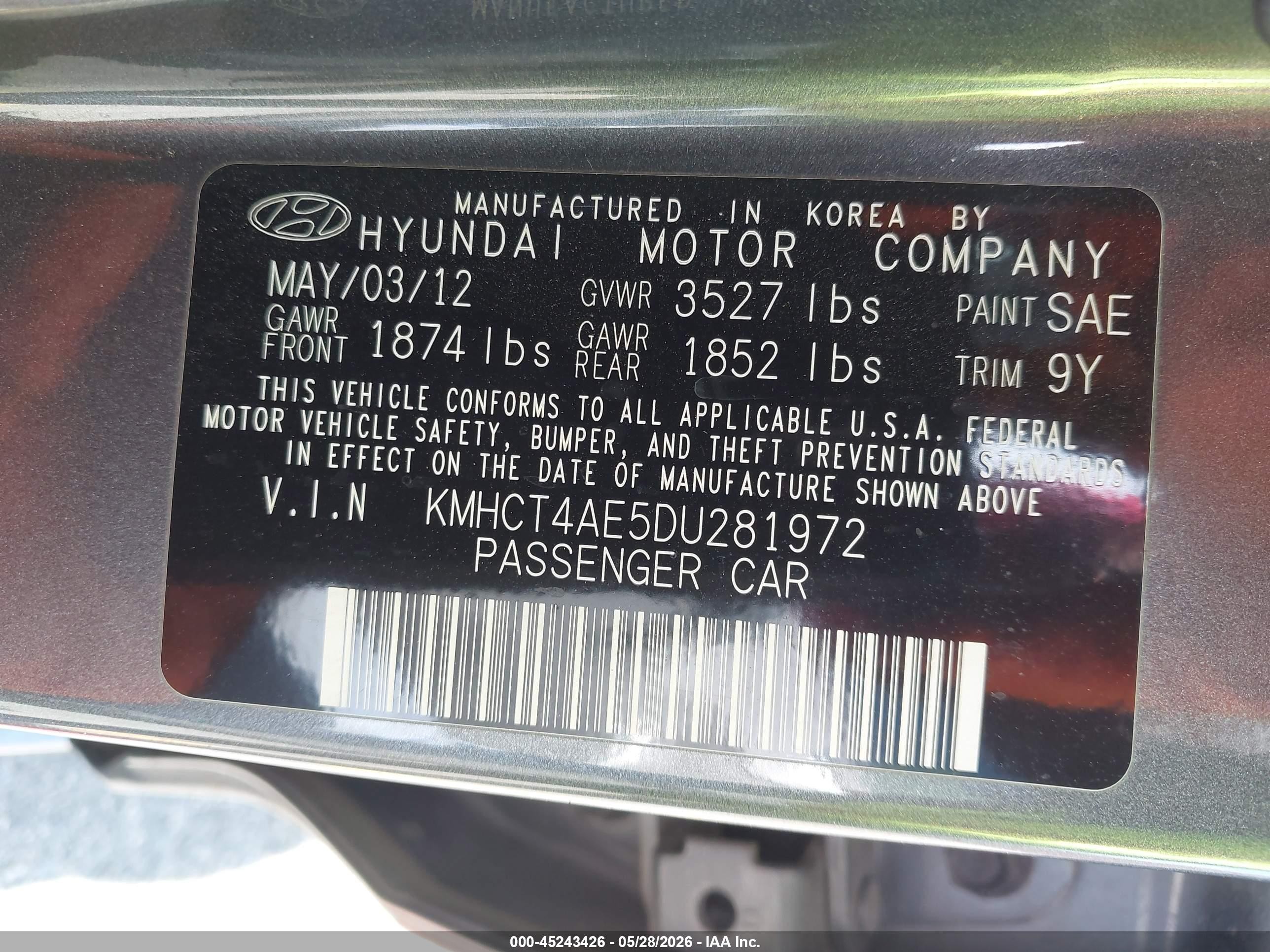 2013 Hyundai Accent Gls Blue vin: KMHCT4AE5DU281972