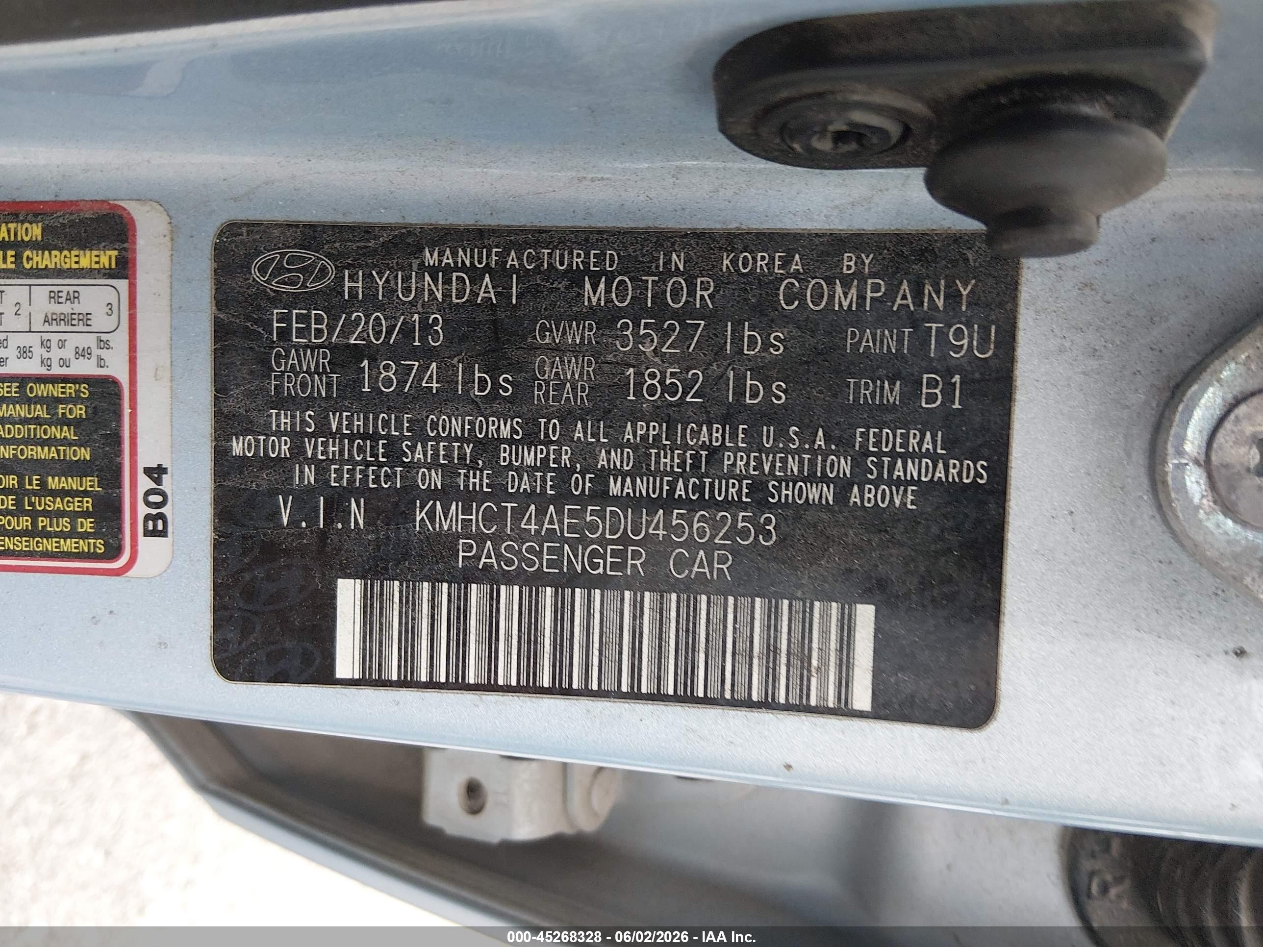2013 Hyundai Accent Gls Синий vin: KMHCT4AE5DU456253