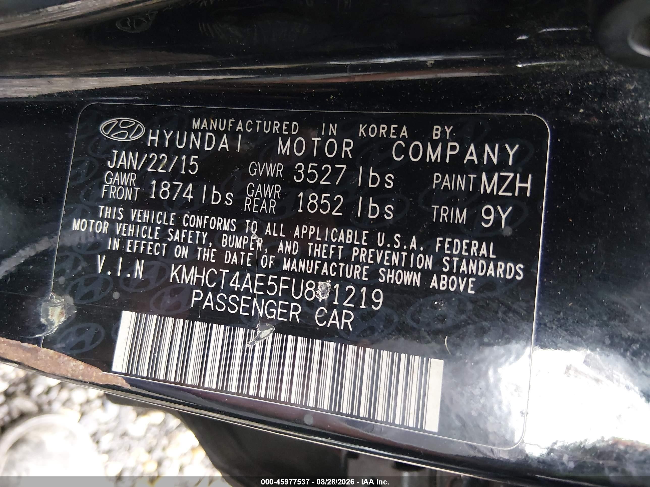 2015 Hyundai Accent Gls Black vin: KMHCT4AE5FU871219