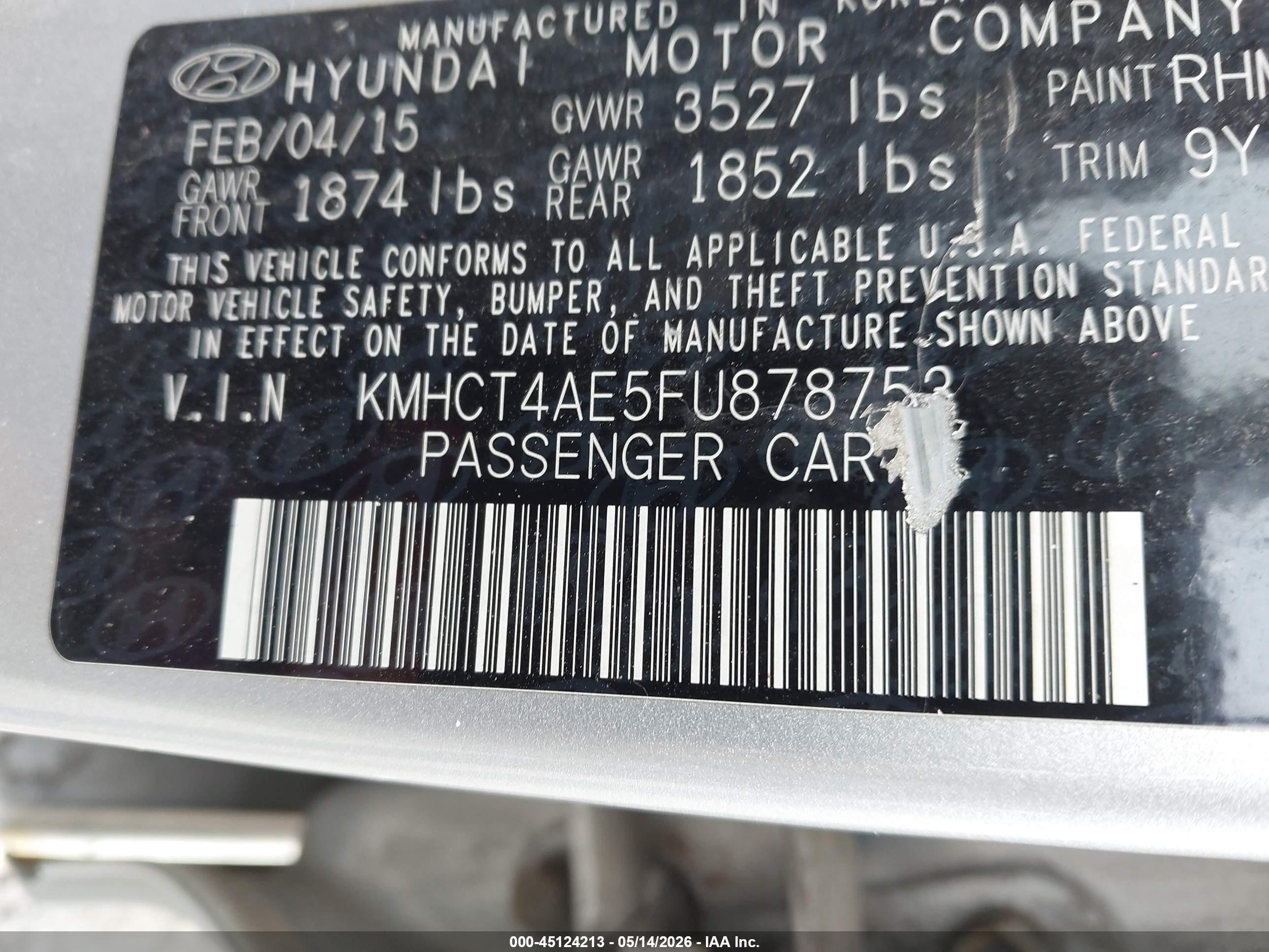 2015 Hyundai Accent Gls Silver vin: KMHCT4AE5FU878753