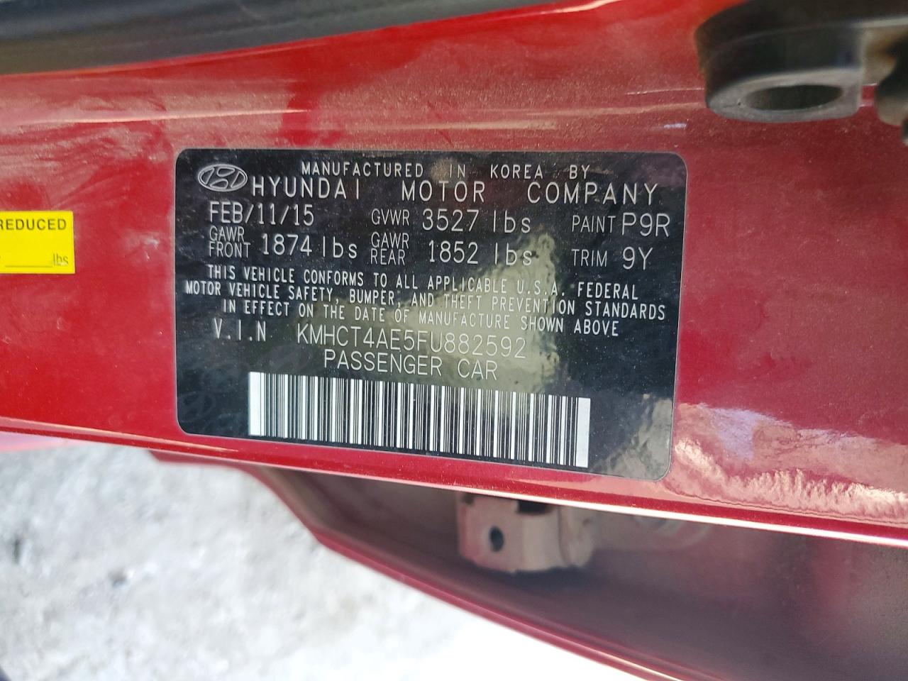2015 Hyundai Accent Gls Red vin: KMHCT4AE5FU882592