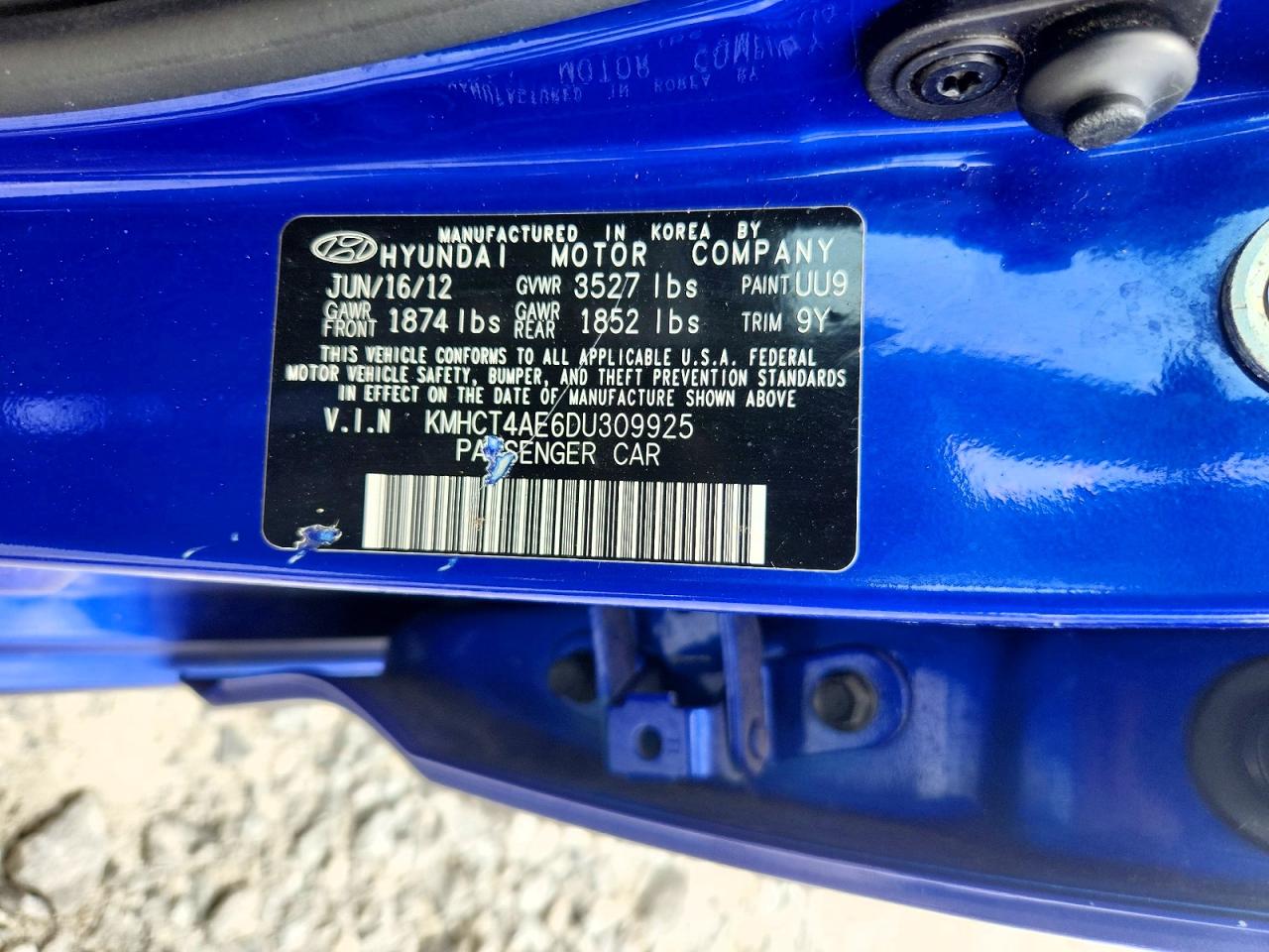 2013 Hyundai Accent Gls Blue vin: KMHCT4AE6DU309925