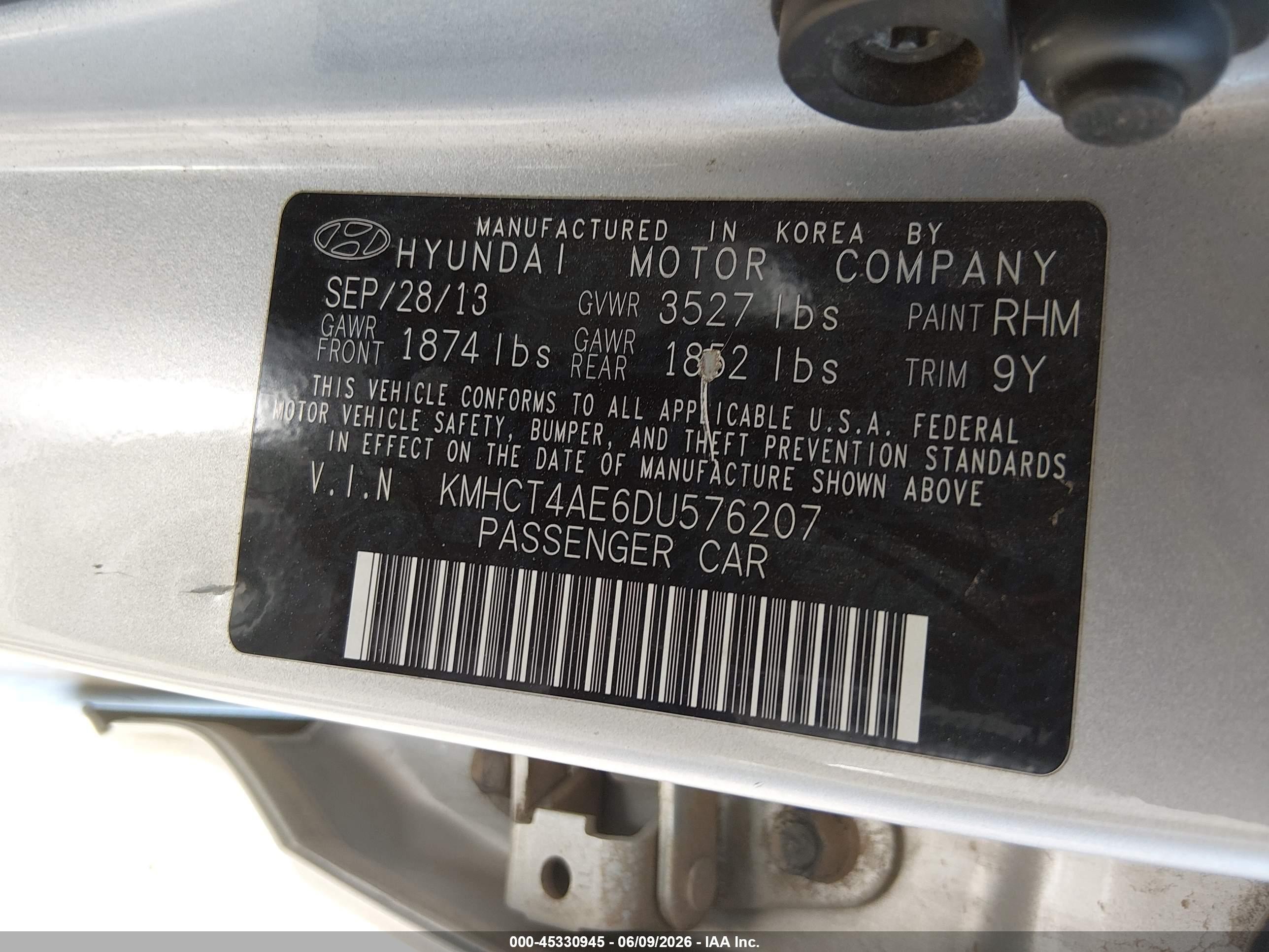 2013 Hyundai Accent Gls Gray vin: KMHCT4AE6DU576207