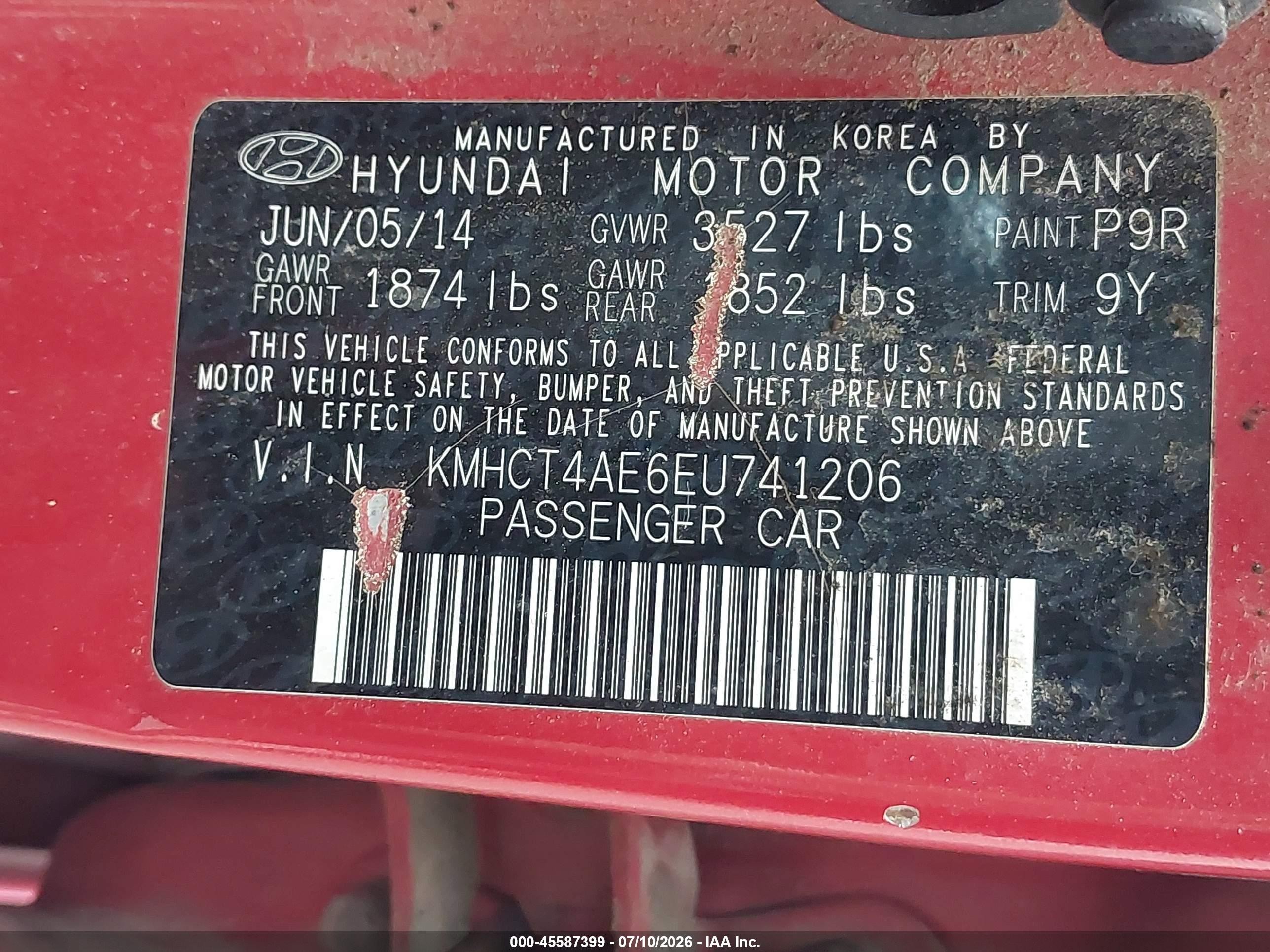2014 Hyundai Accent Gls Красный vin: KMHCT4AE6EU741206