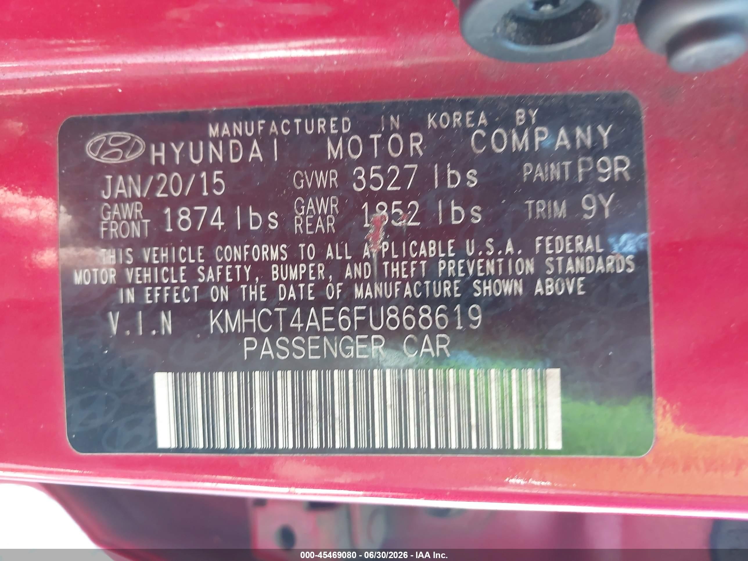 2015 Hyundai Accent Gls Красный vin: KMHCT4AE6FU868619