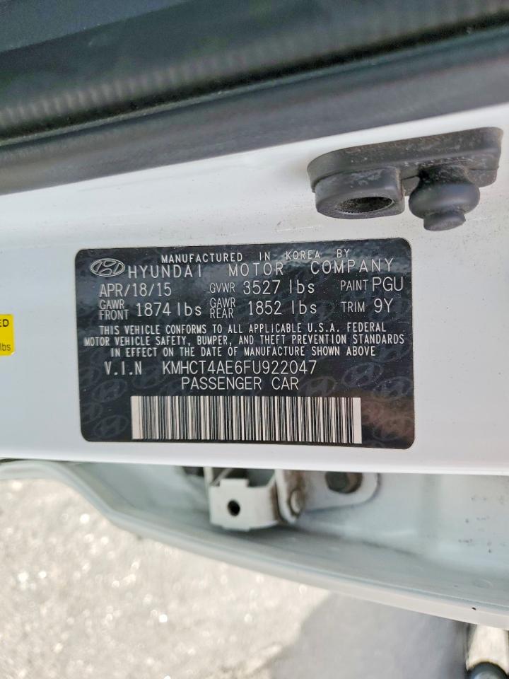 2015 Hyundai Accent Gls White vin: KMHCT4AE6FU922047