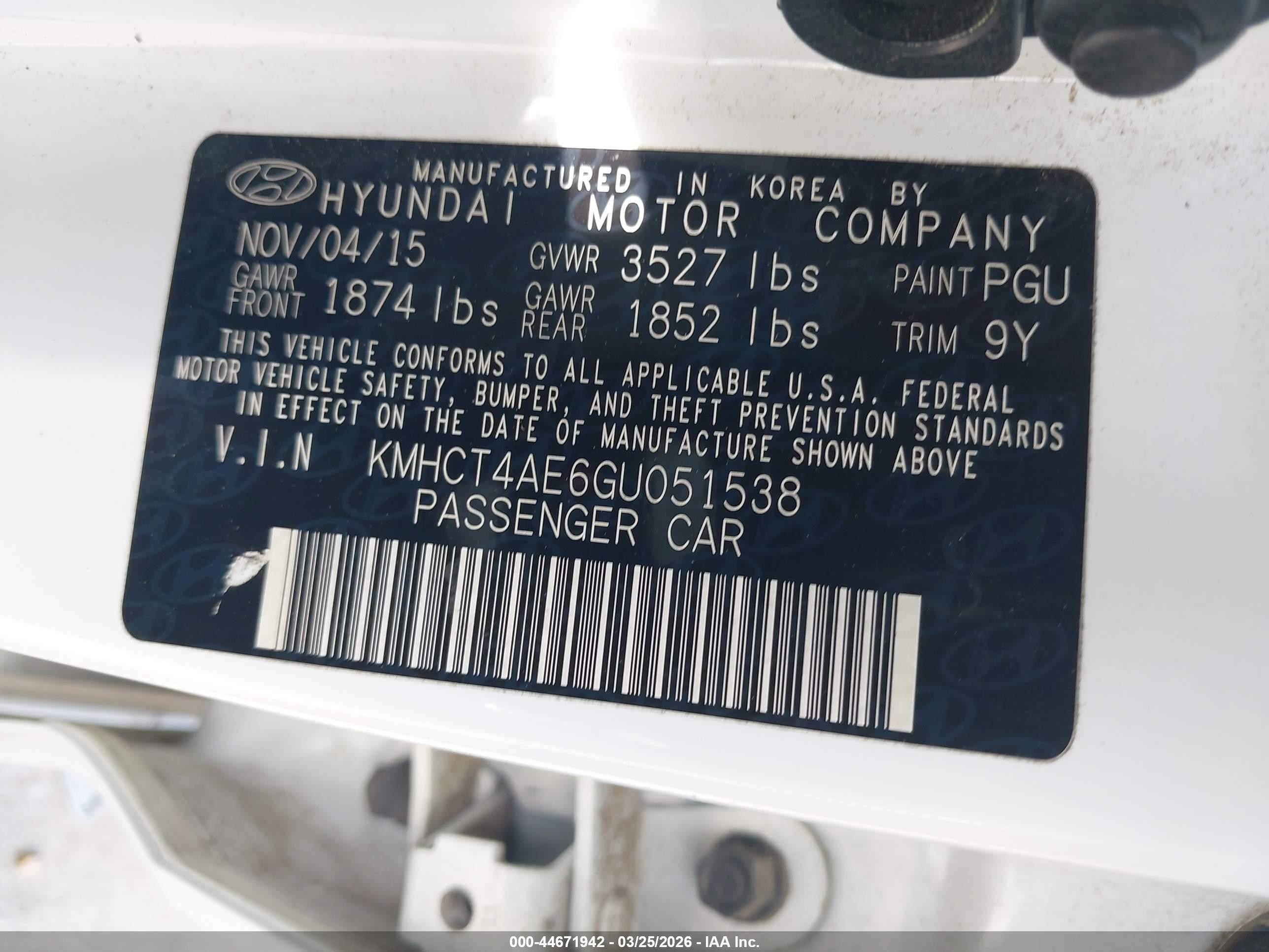 2016 Hyundai Accent Se White vin: KMHCT4AE6GU051538