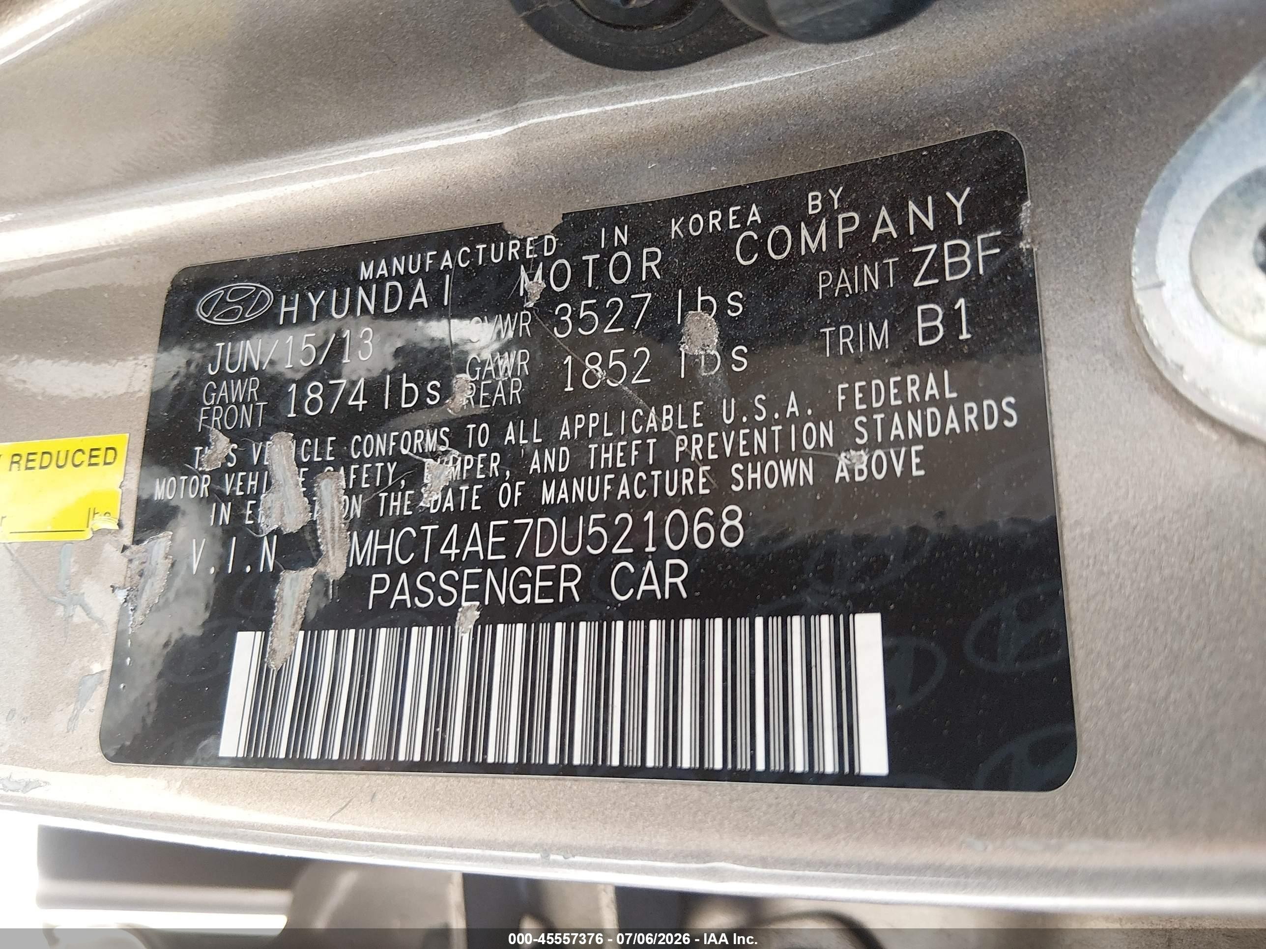 2013 Hyundai Accent Gls Beige vin: KMHCT4AE7DU521068