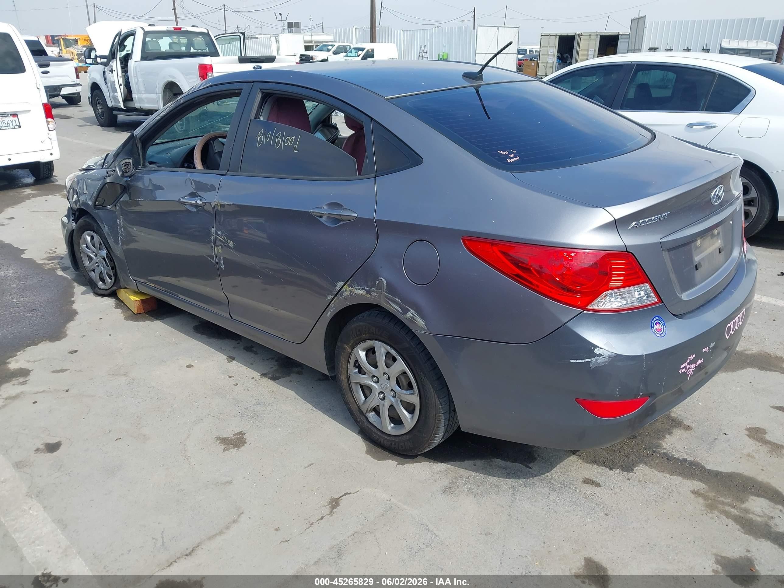 2014 Hyundai Accent Gls Gray vin: KMHCT4AE7EU698401