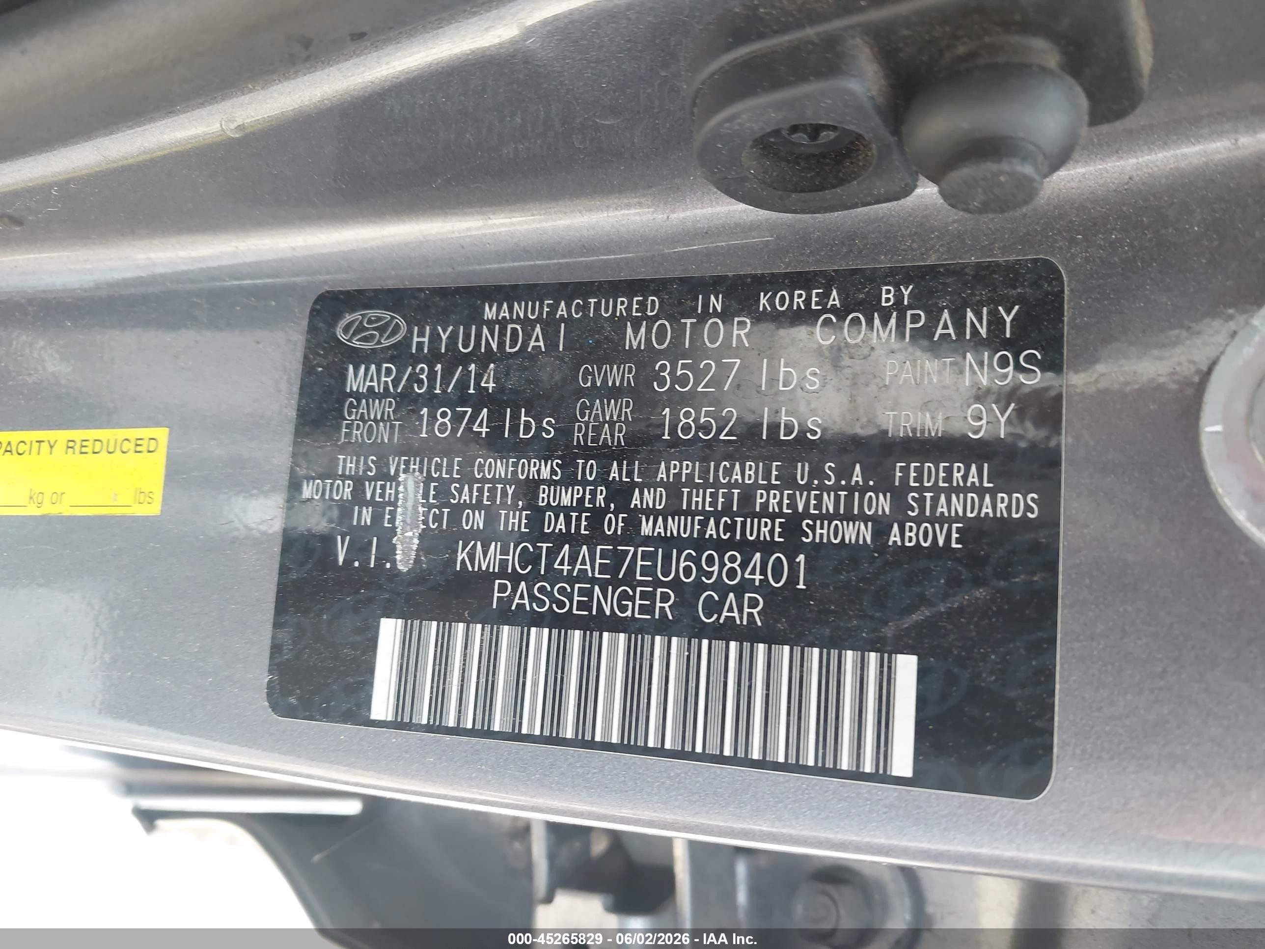 2014 Hyundai Accent Gls Gray vin: KMHCT4AE7EU698401