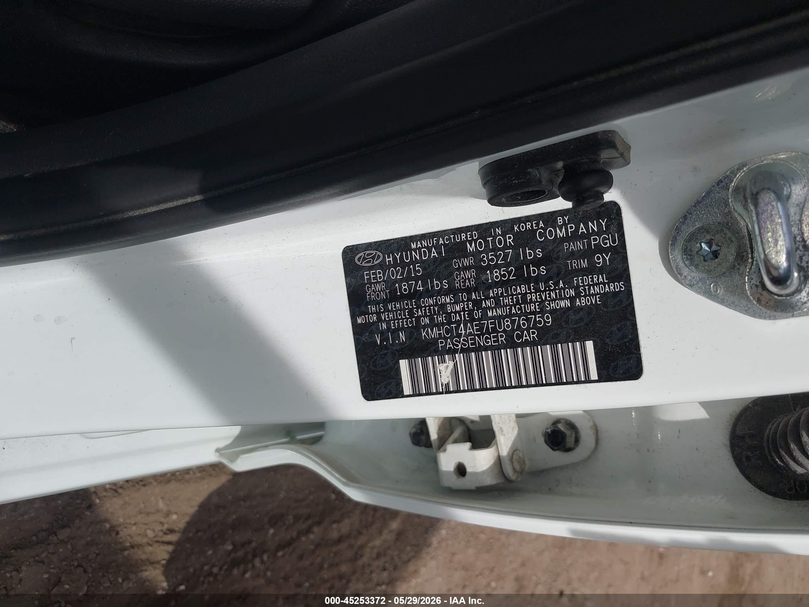 2015 Hyundai Accent Gls White vin: KMHCT4AE7FU876759