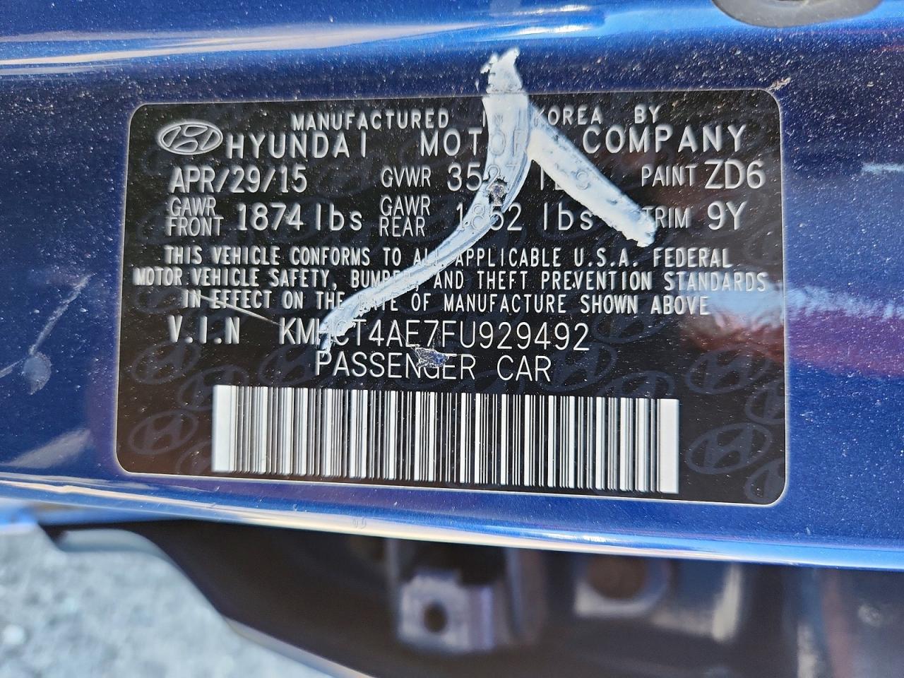 2015 Hyundai Accent Gls Blue vin: KMHCT4AE7FU929492
