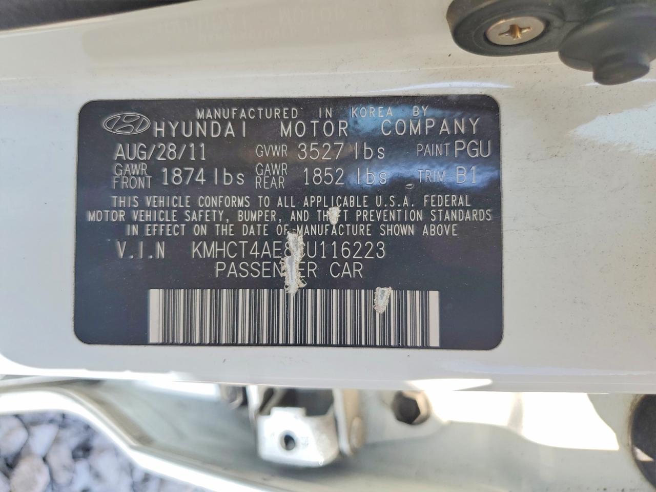 2012 Hyundai Accent Gls White vin: KMHCT4AE8CU116223