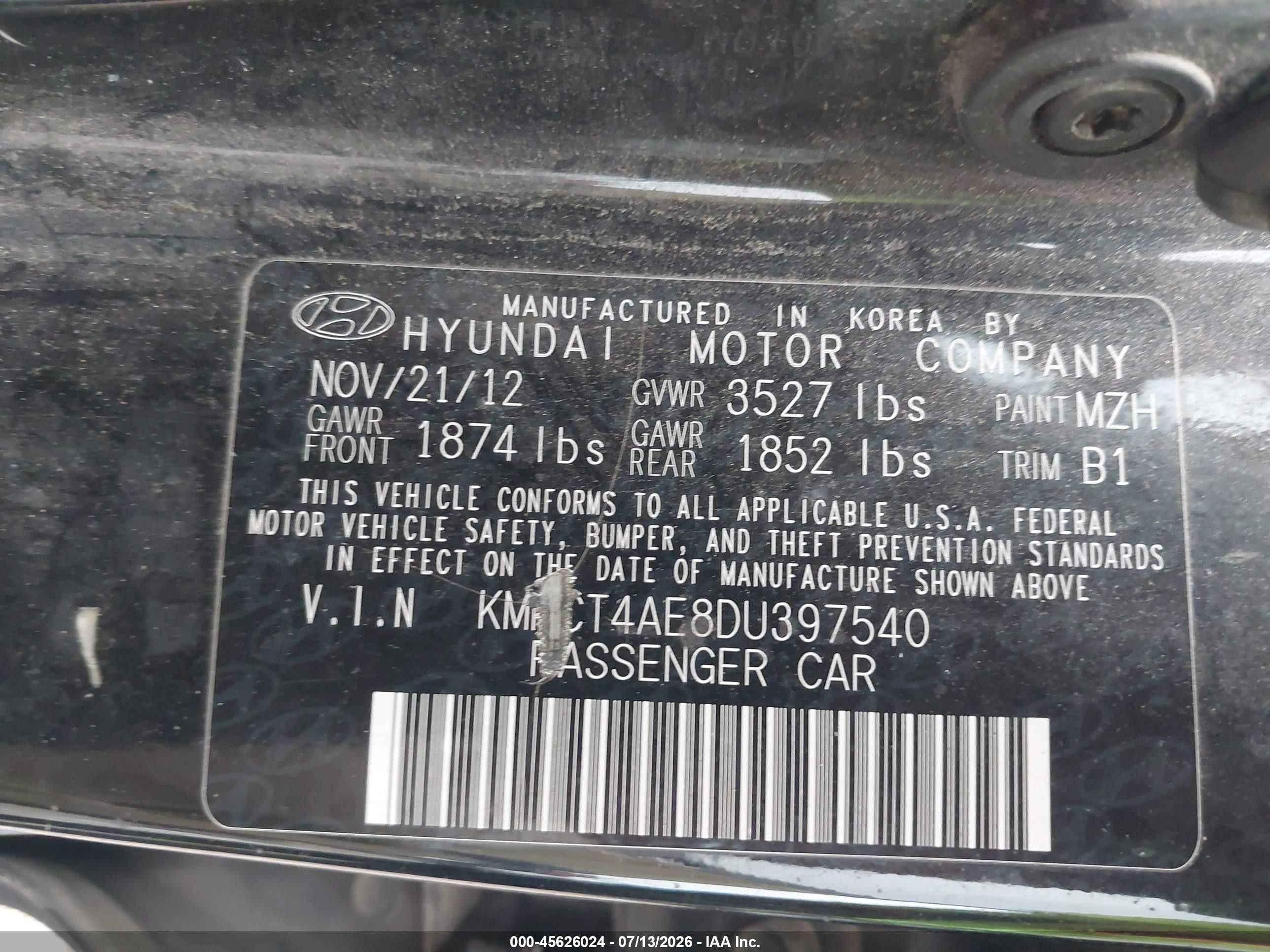 2013 Hyundai Accent Gls Black vin: KMHCT4AE8DU397540