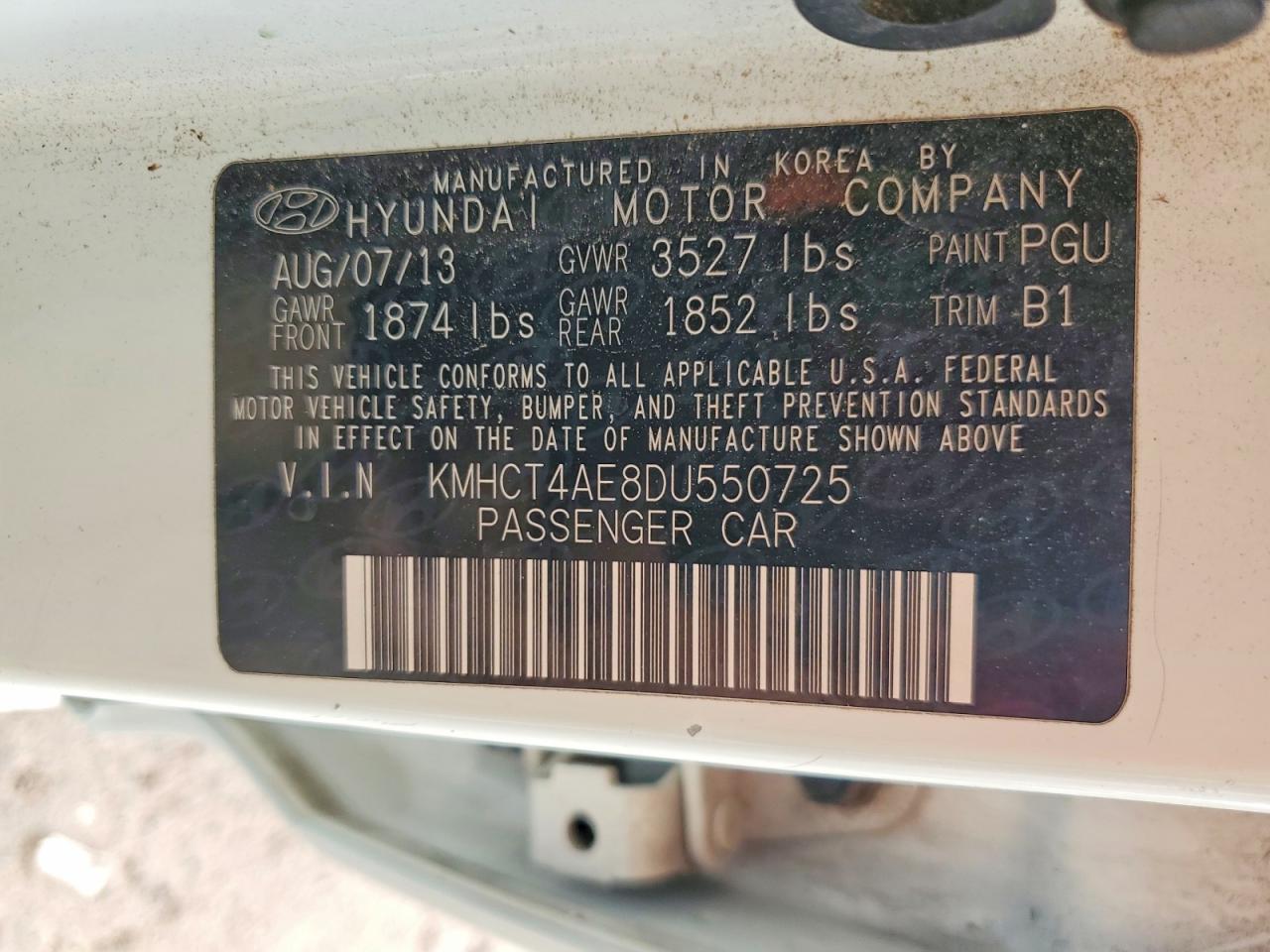 2013 Hyundai Accent Gls White vin: KMHCT4AE8DU550725