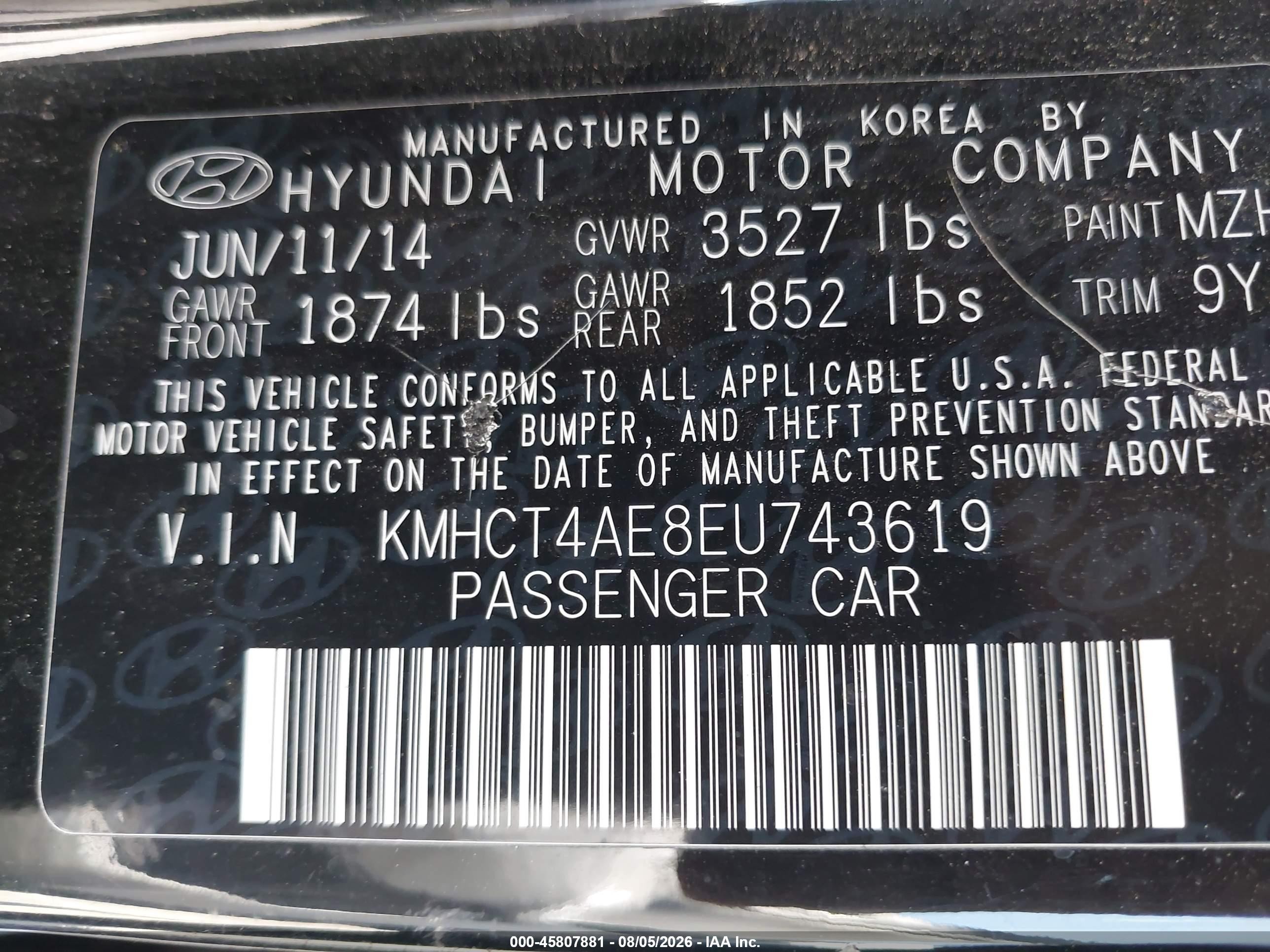 2014 Hyundai Accent Gls Black vin: KMHCT4AE8EU743619