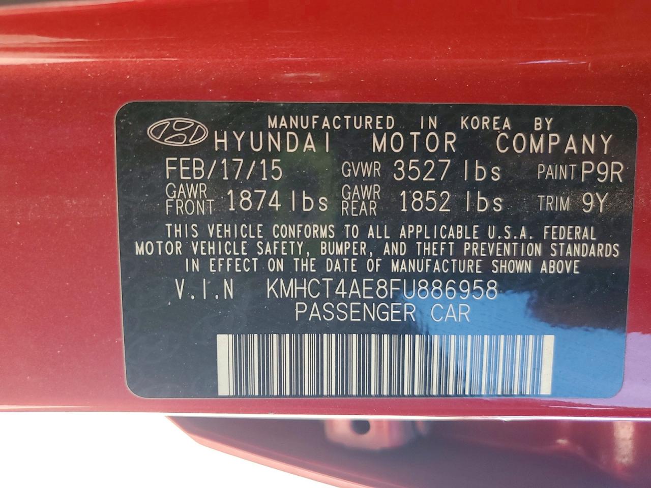2015 Hyundai Accent Gls Red vin: KMHCT4AE8FU886958