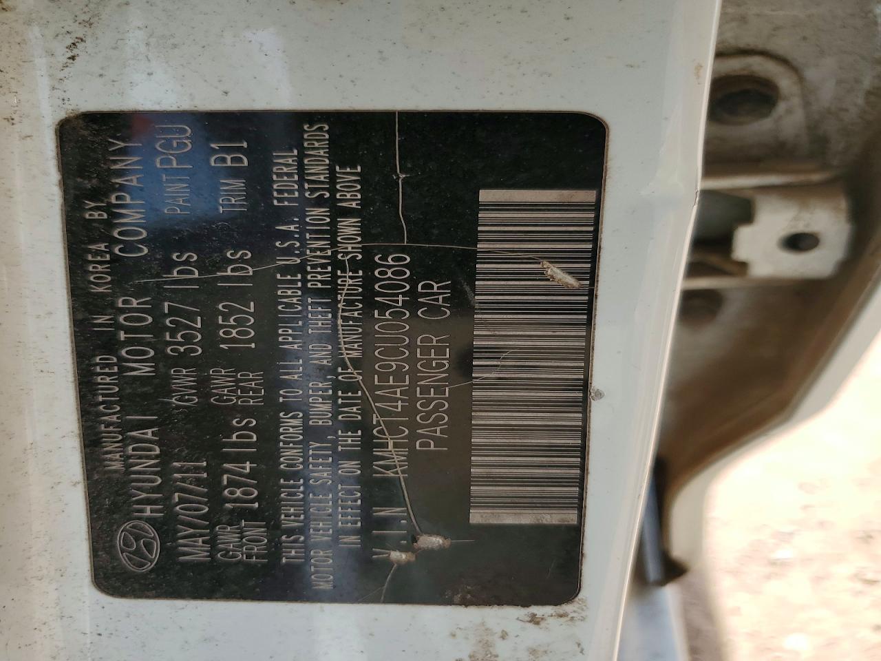2012 Hyundai Accent Gls White vin: KMHCT4AE9CU054086