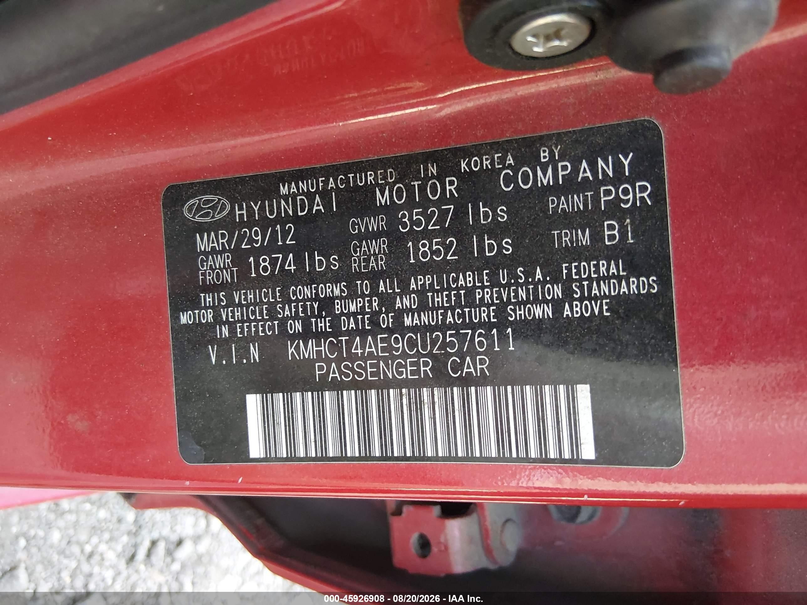 2012 Hyundai Accent Gls Red vin: KMHCT4AE9CU257611