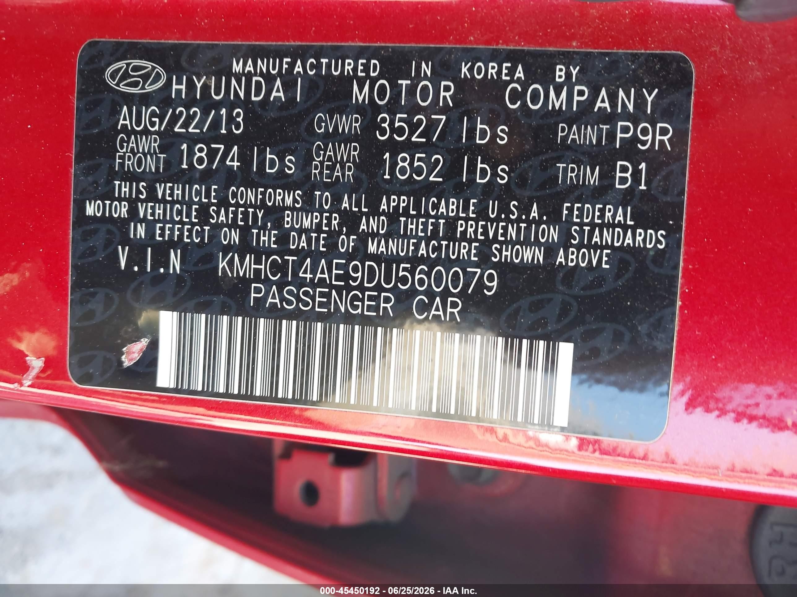2013 Hyundai Accent Gls Red vin: KMHCT4AE9DU560079