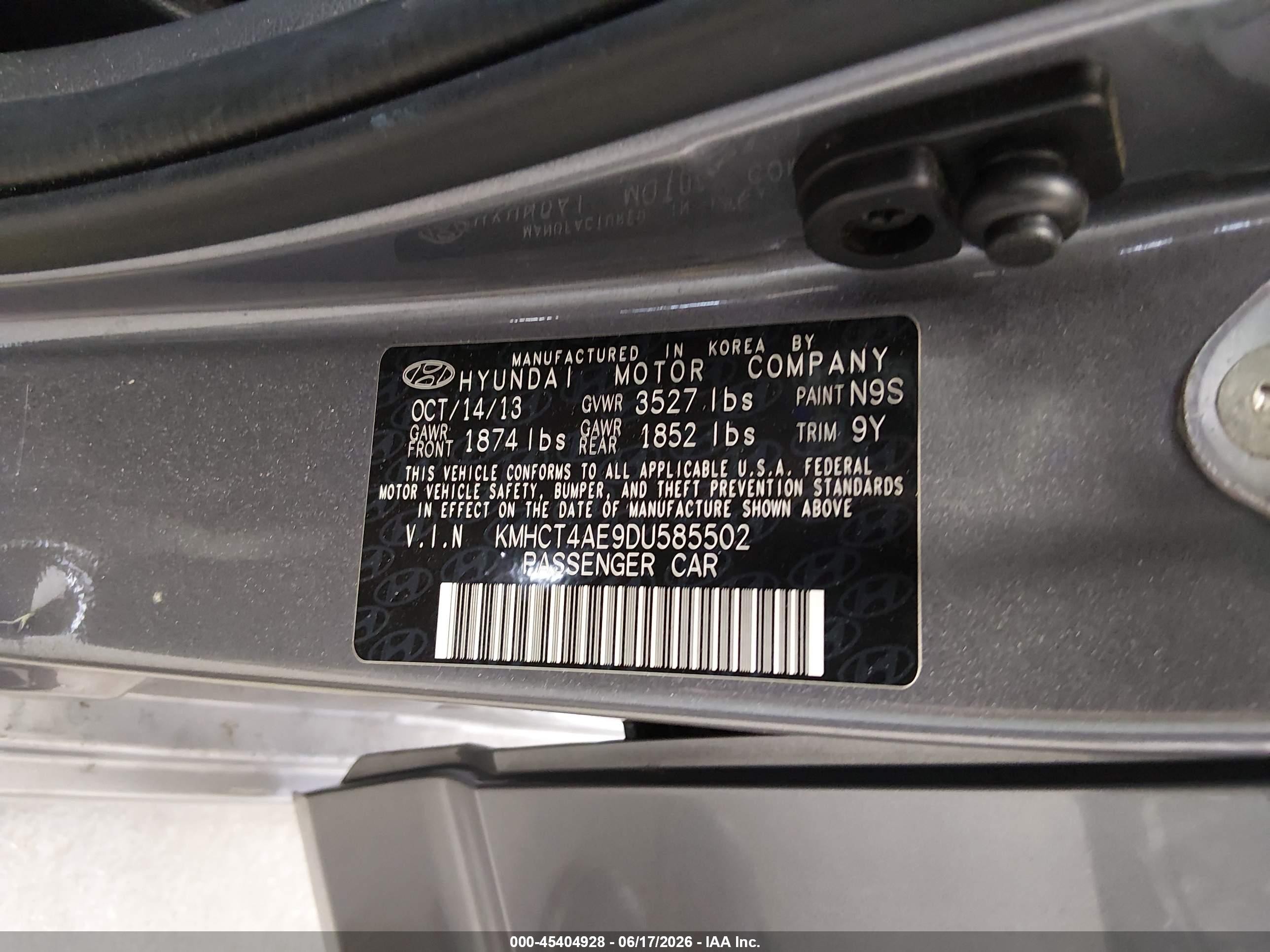 2013 Hyundai Accent Gls Pewter vin: KMHCT4AE9DU585502