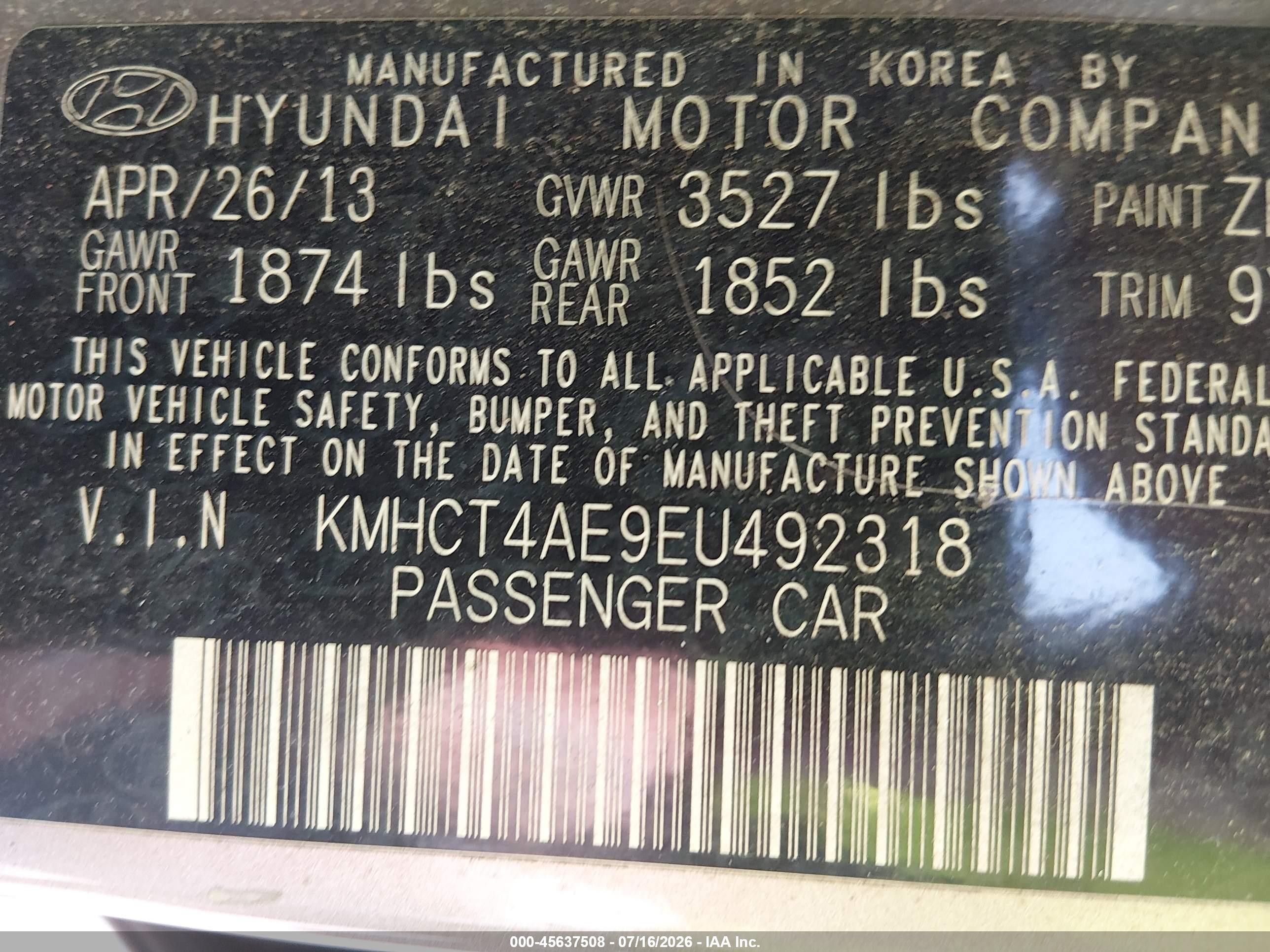 2014 Hyundai Accent Gls Gray vin: KMHCT4AE9EU492318