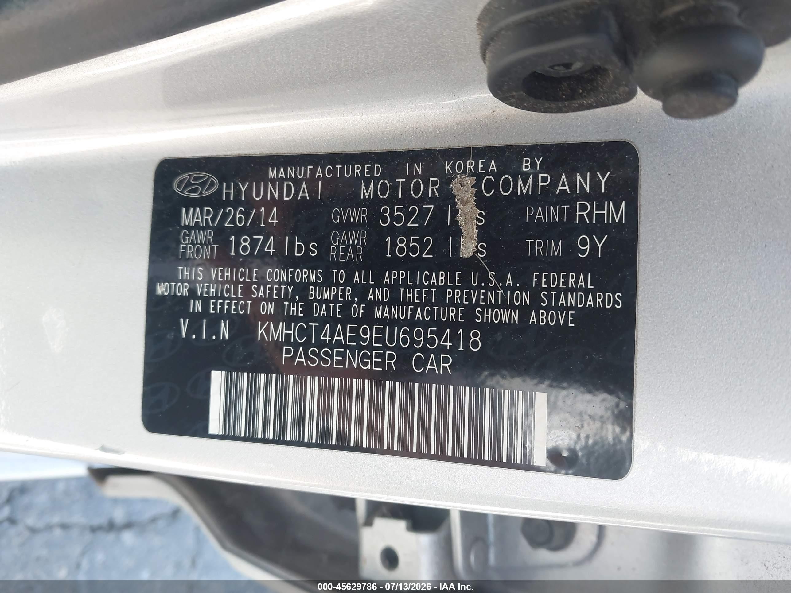 2014 Hyundai Accent Gls Silver vin: KMHCT4AE9EU695418