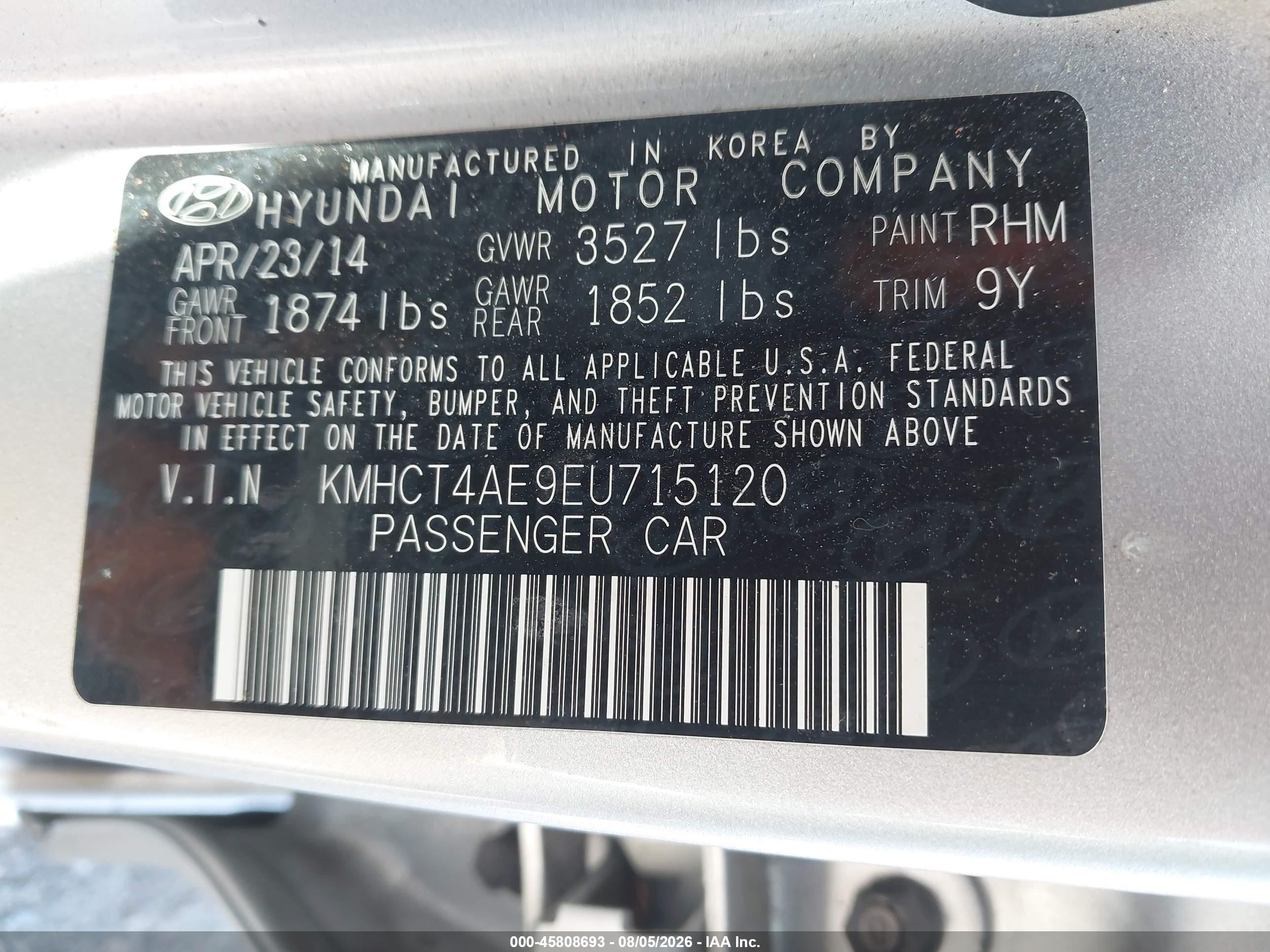2014 Hyundai Accent Gls Silver vin: KMHCT4AE9EU715120