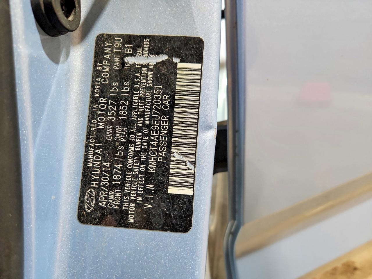 2014 Hyundai Accent Gls Blue vin: KMHCT4AE9EU720351