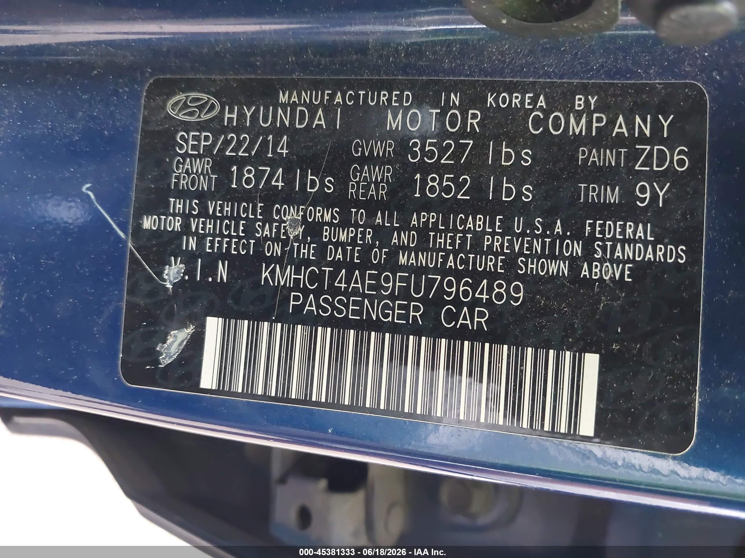 2015 Hyundai Accent Gls Blue vin: KMHCT4AE9FU796489