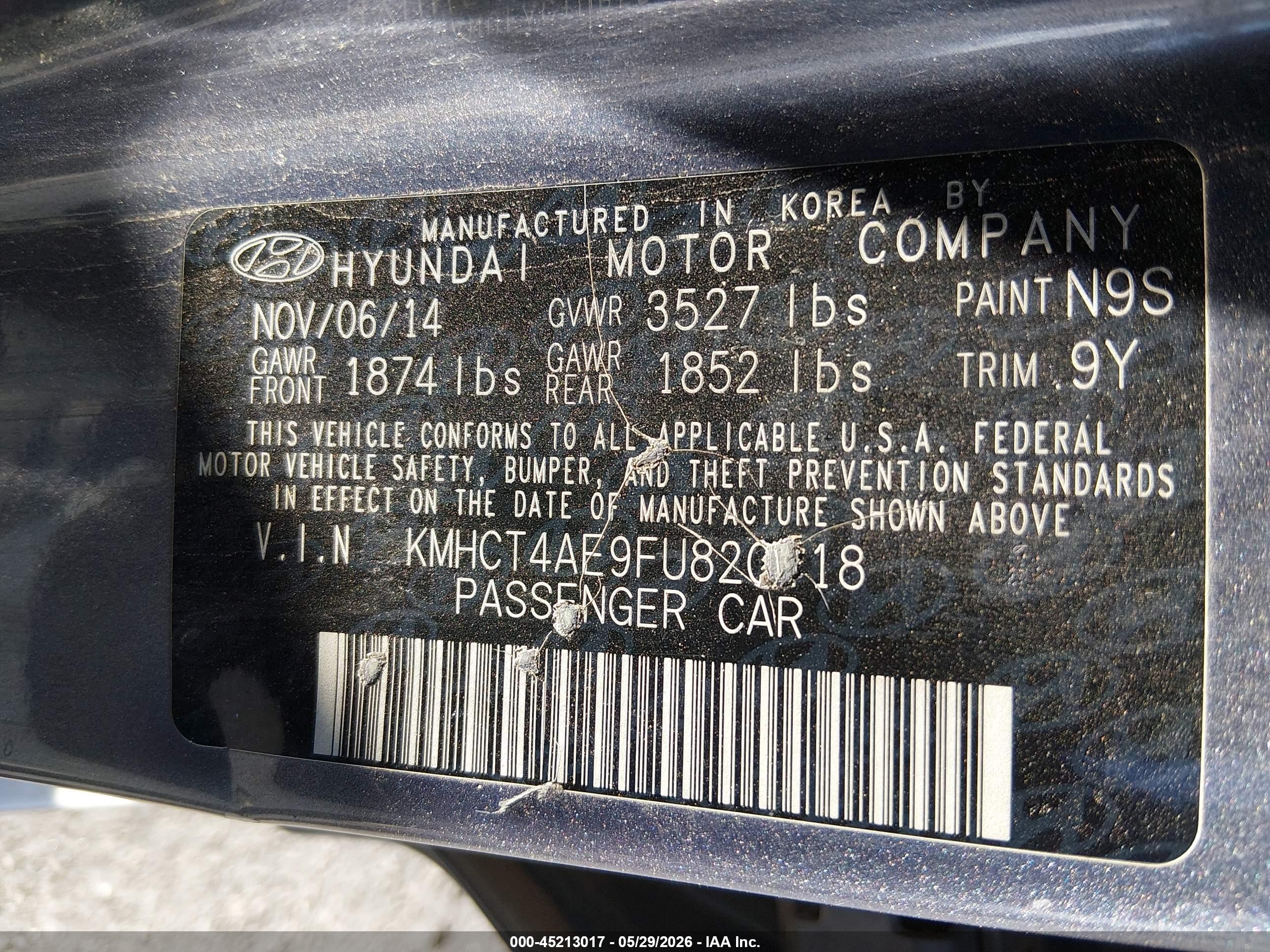 2015 Hyundai Accent Gls Gray vin: KMHCT4AE9FU820418