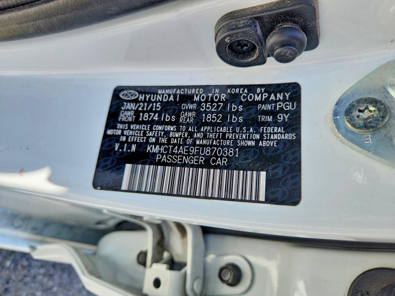 2015 Hyundai Accent Gls White vin: KMHCT4AE9FU870381