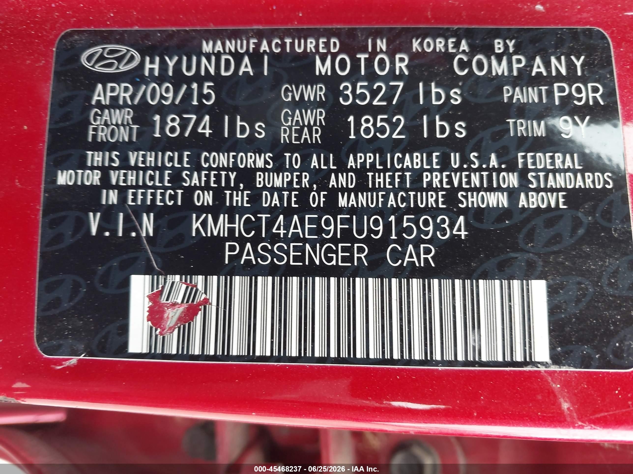 2015 Hyundai Accent Gls Red vin: KMHCT4AE9FU915934